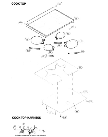 Cook top/cook top harness
