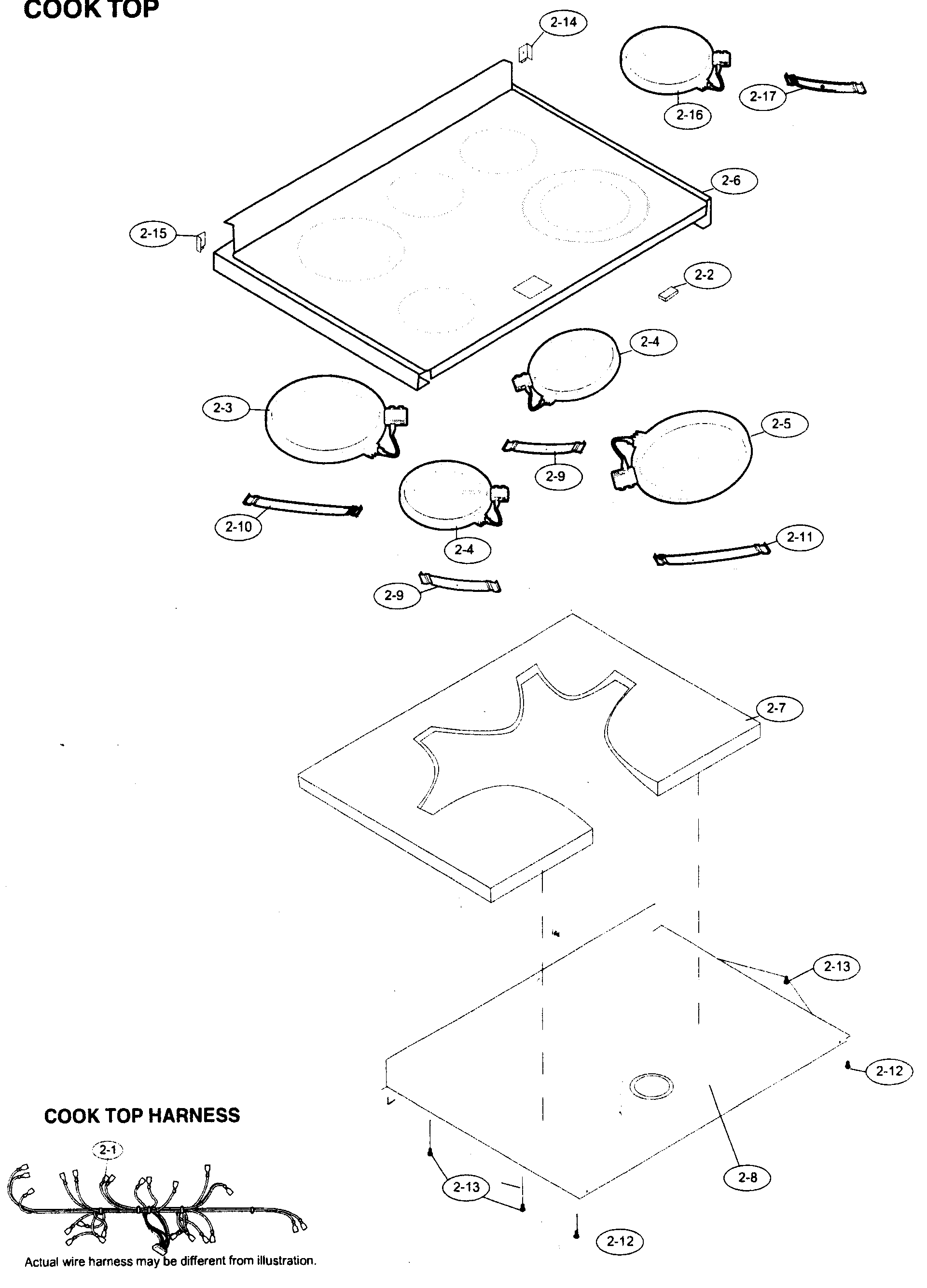 Cook top/cook top harness