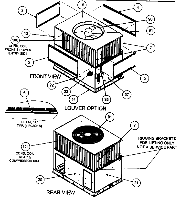 Front view/louver/rear view
