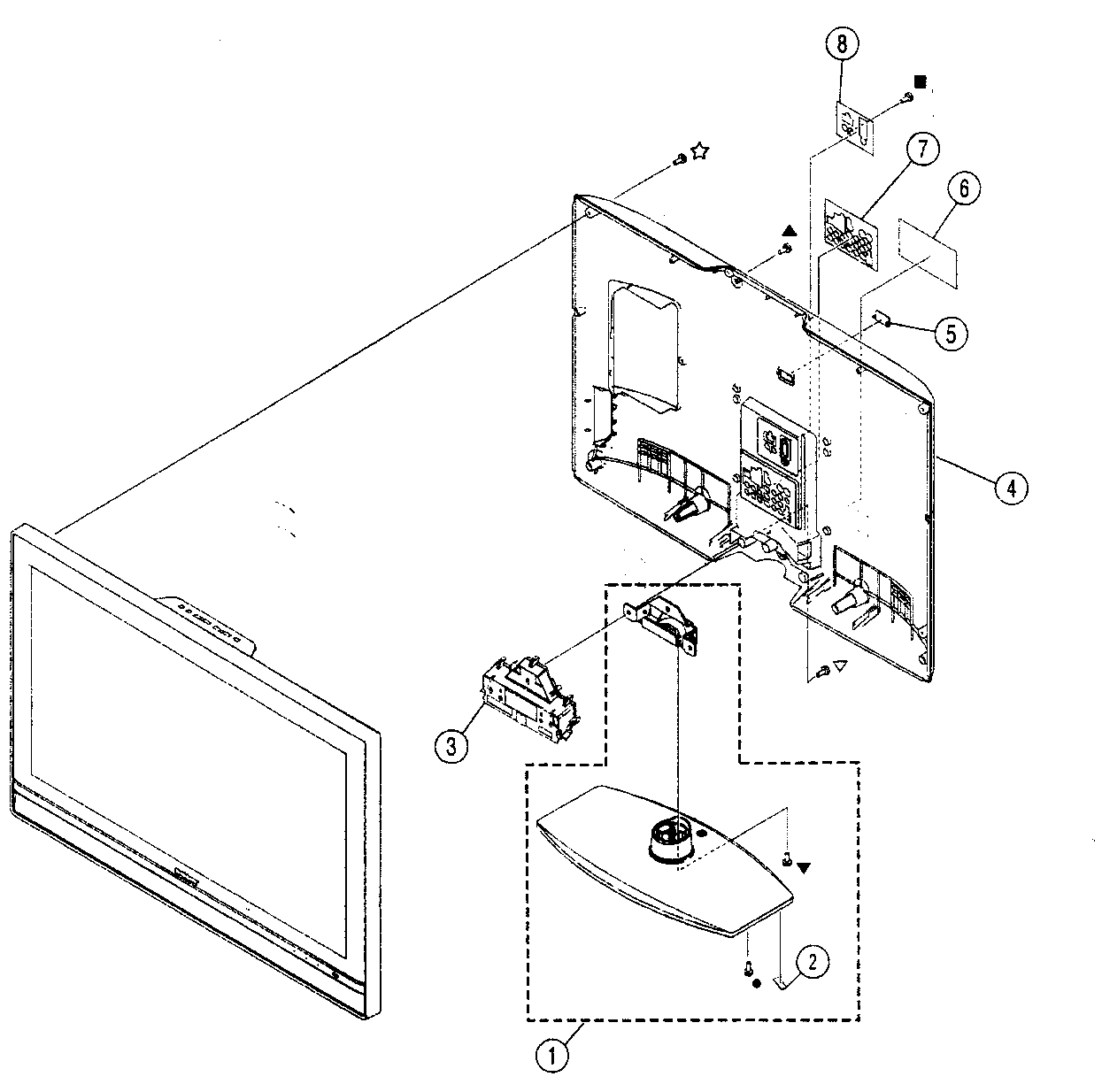 Rear cabinet/stand assy