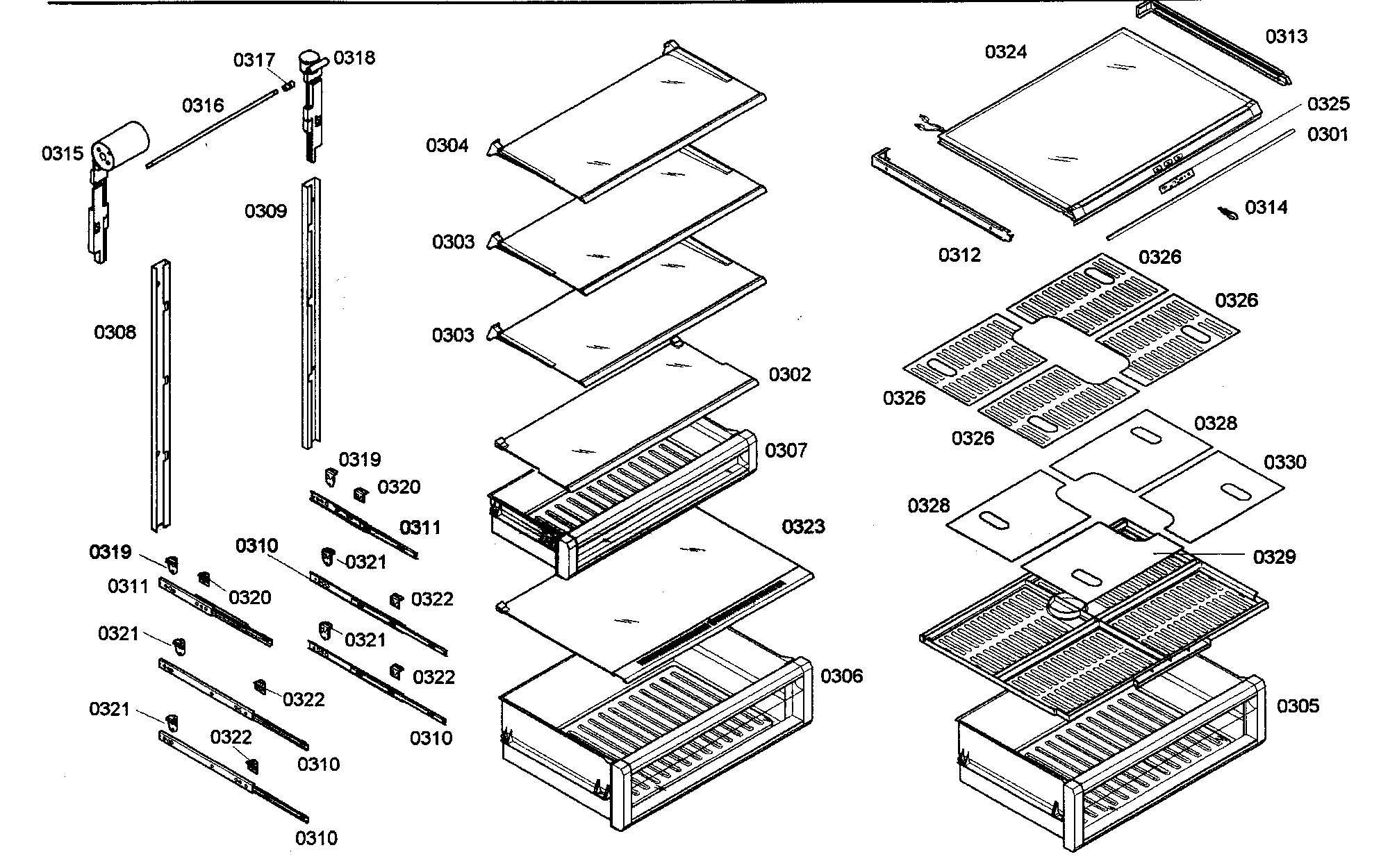 Shelves assy