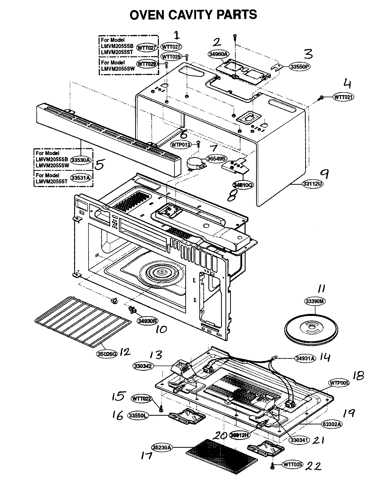Oven cavity parts