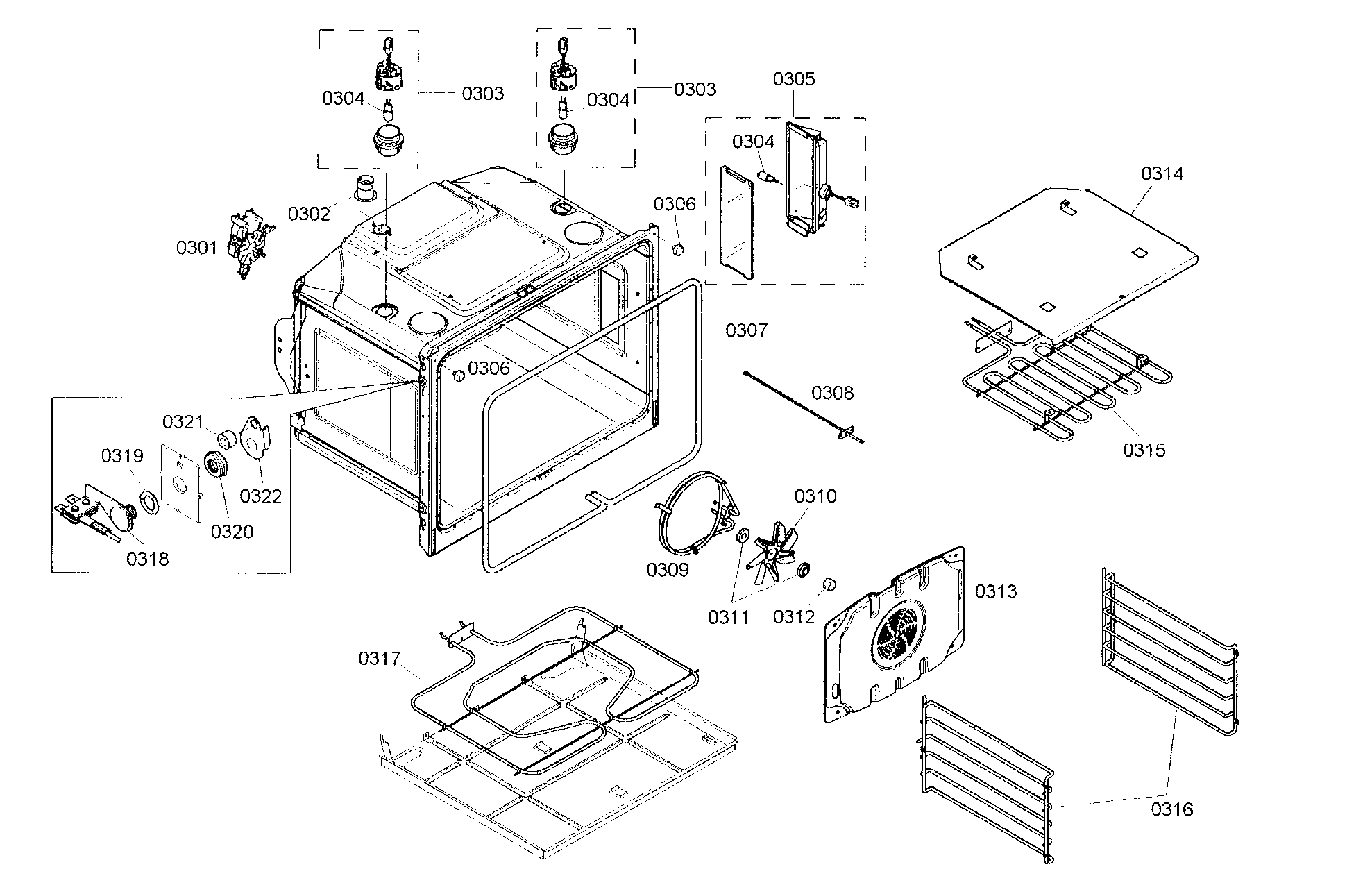 Top oven parts
