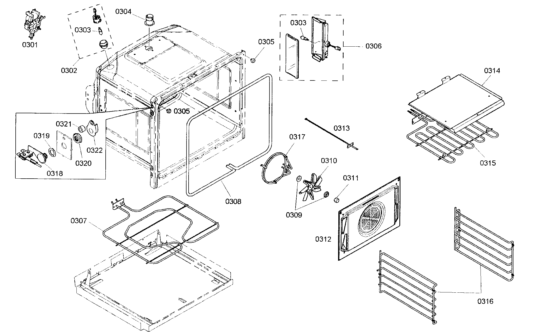 Top oven parts