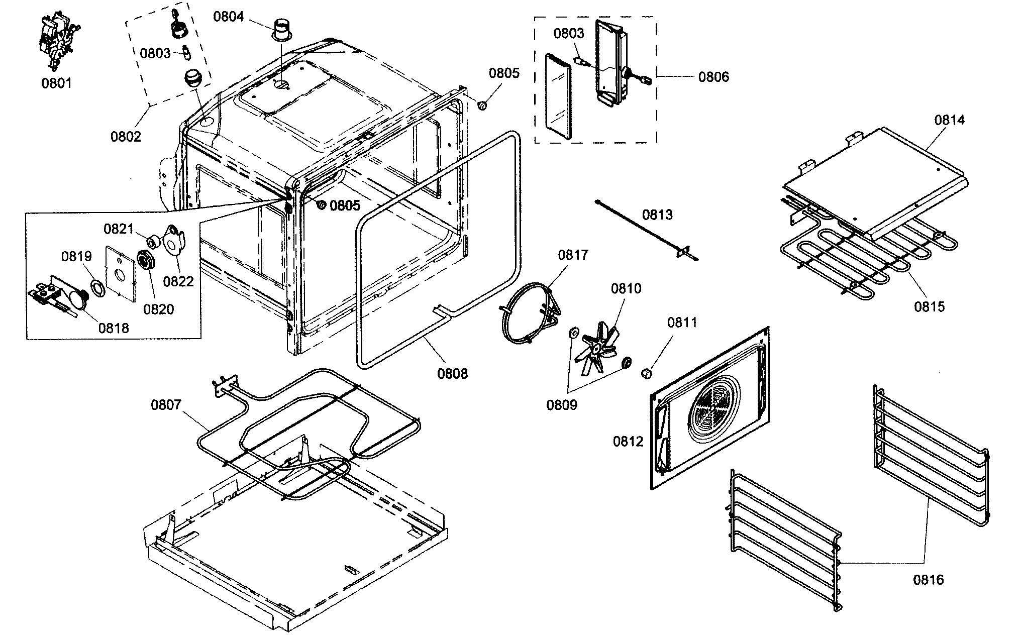 Top oven parts