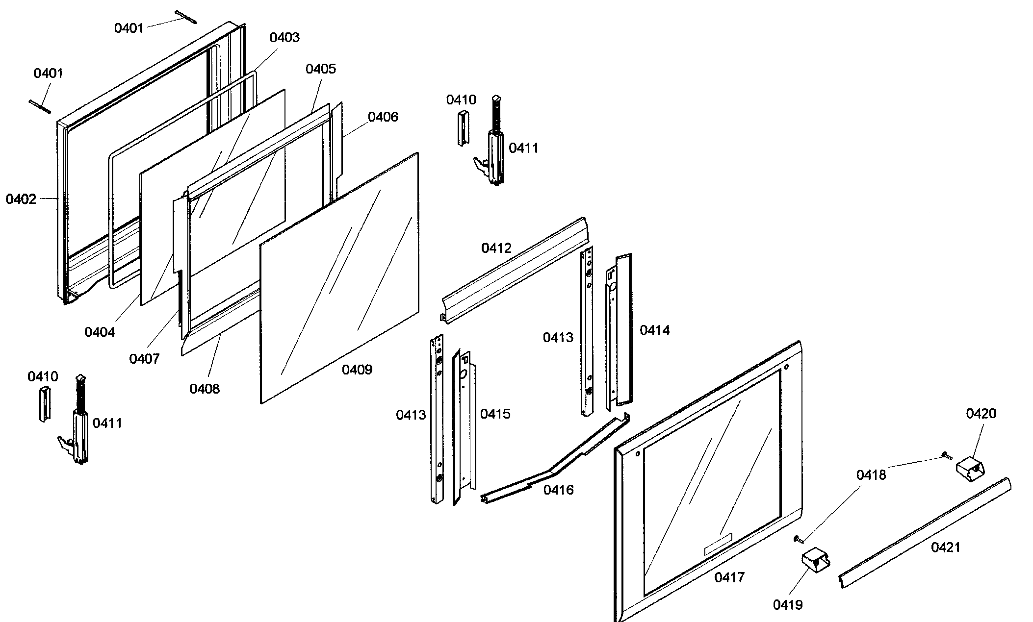 Top oven door assy