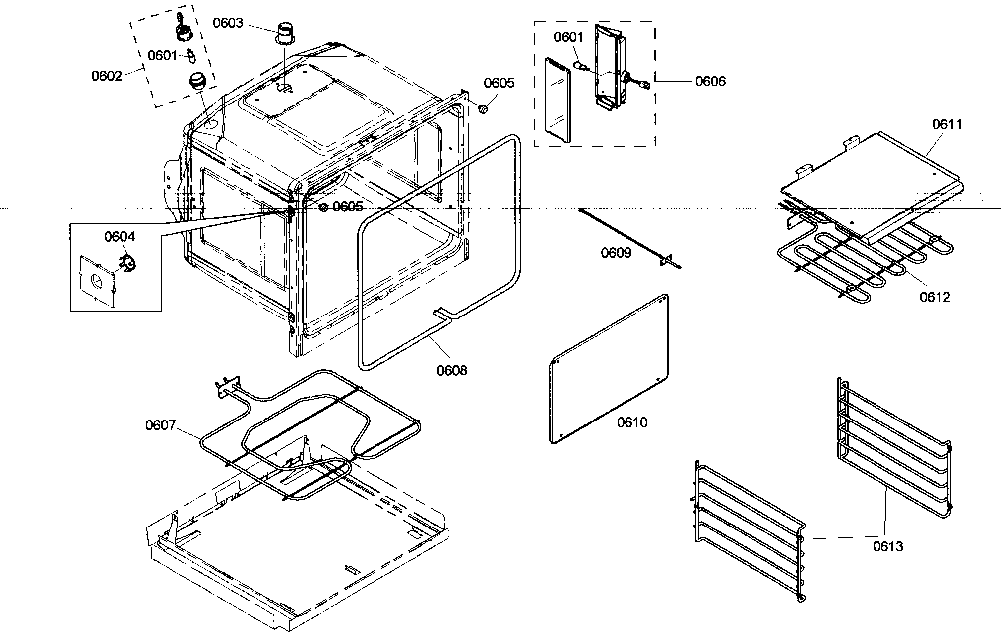 Bottom oven cabinet parts