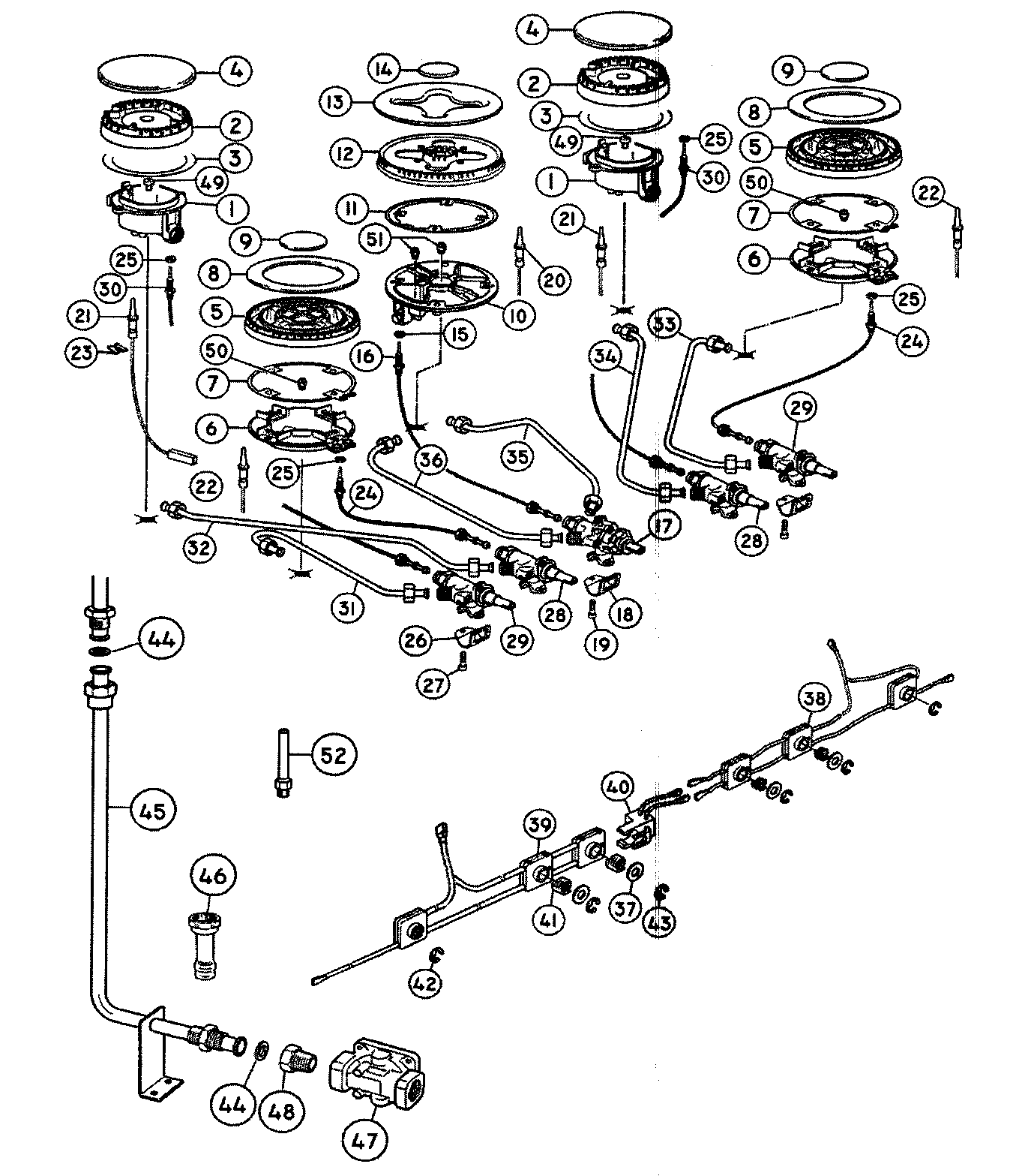 Gas hob top assy