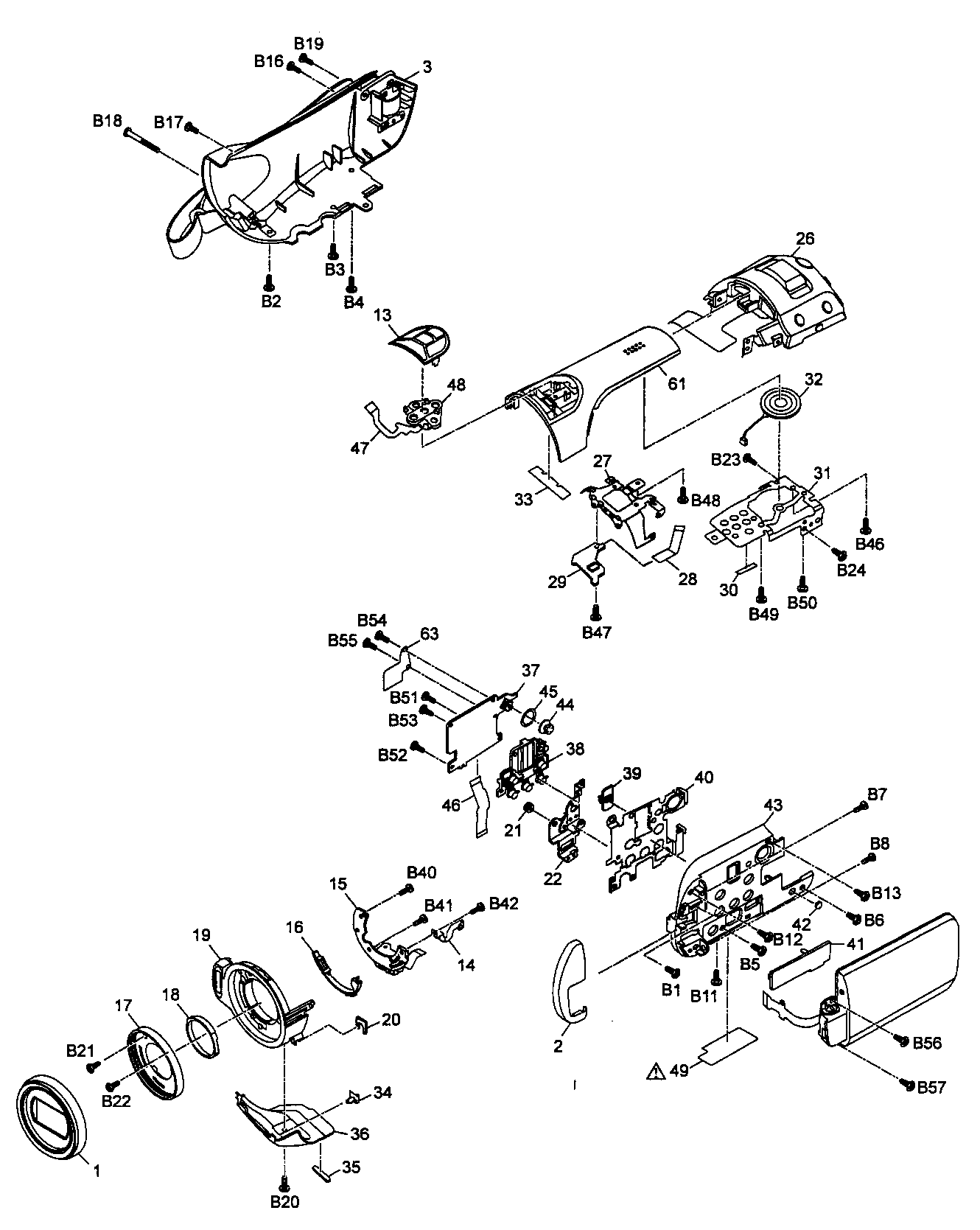Frame and casing parts 1