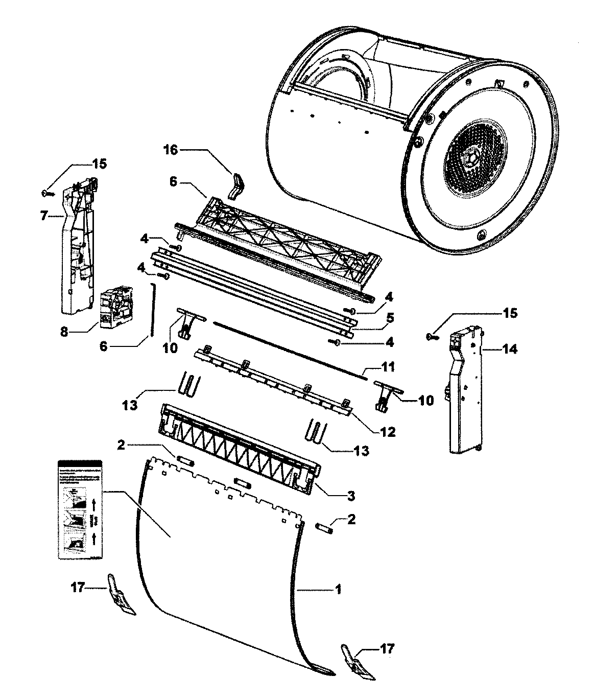 Subdeck assy/drum door assy