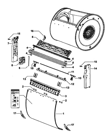 Subdeck assy/drum door assy
