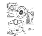 Fisher & Paykel DE27CW1-96115A cabinet/drum/inlet duct diagram