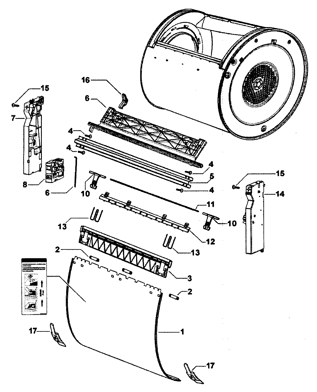 Subdeck assy/drum door assy