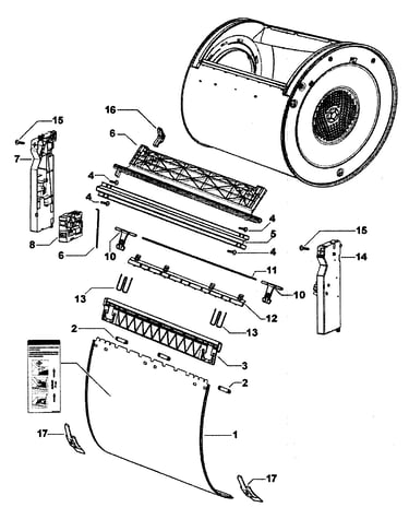 Subdeck assy/drum door assy