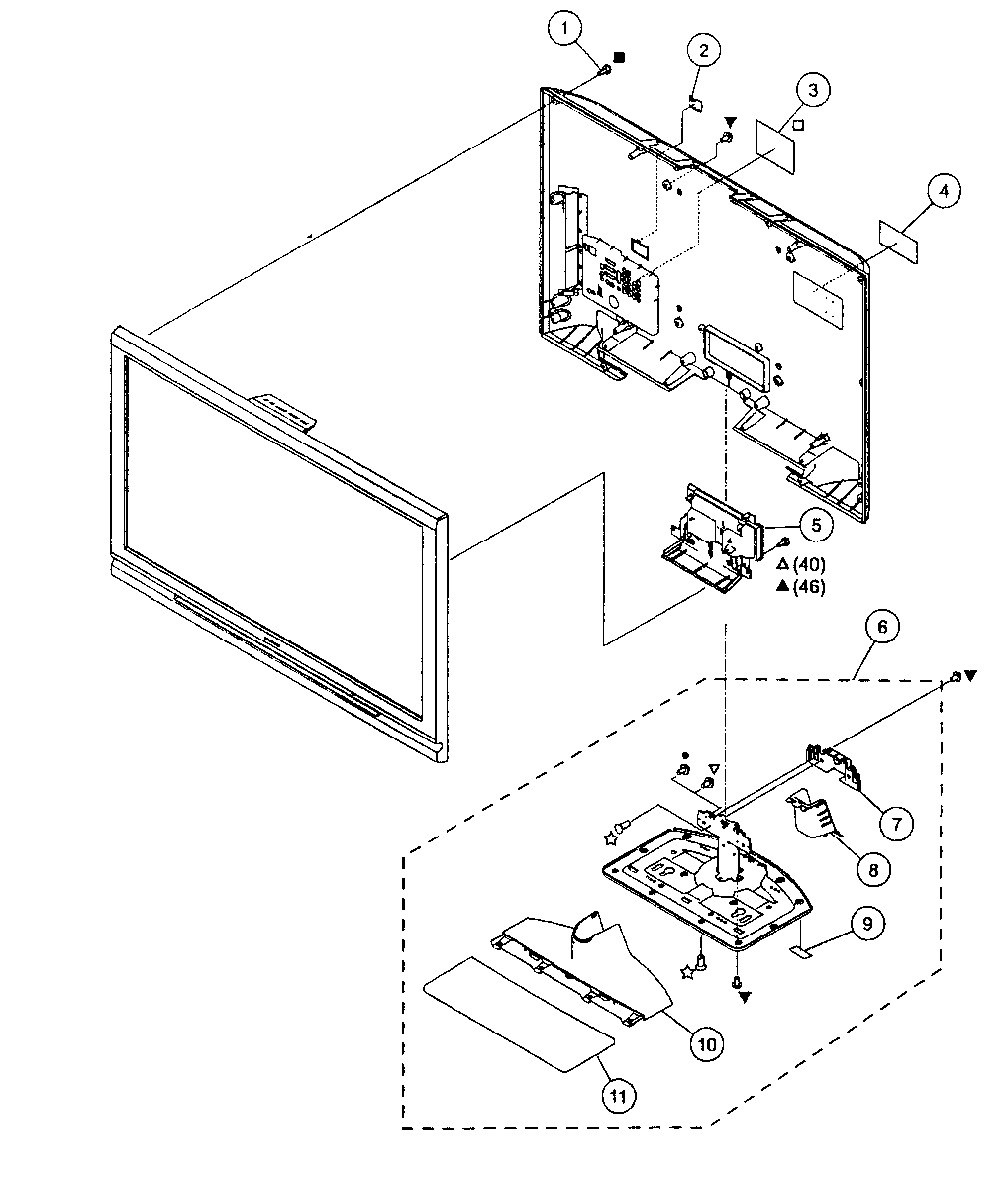 Rear cover/stand assy