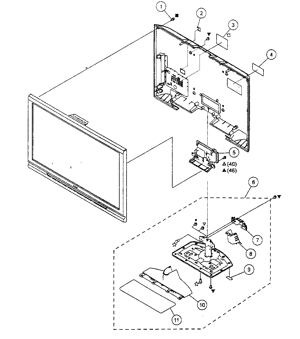 Rear cover/stand assy