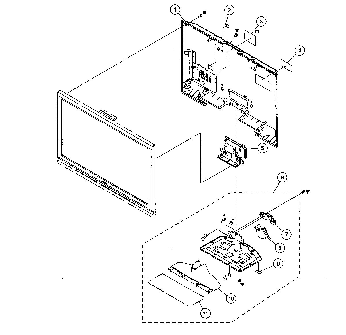 Rear cabinet parts/stand