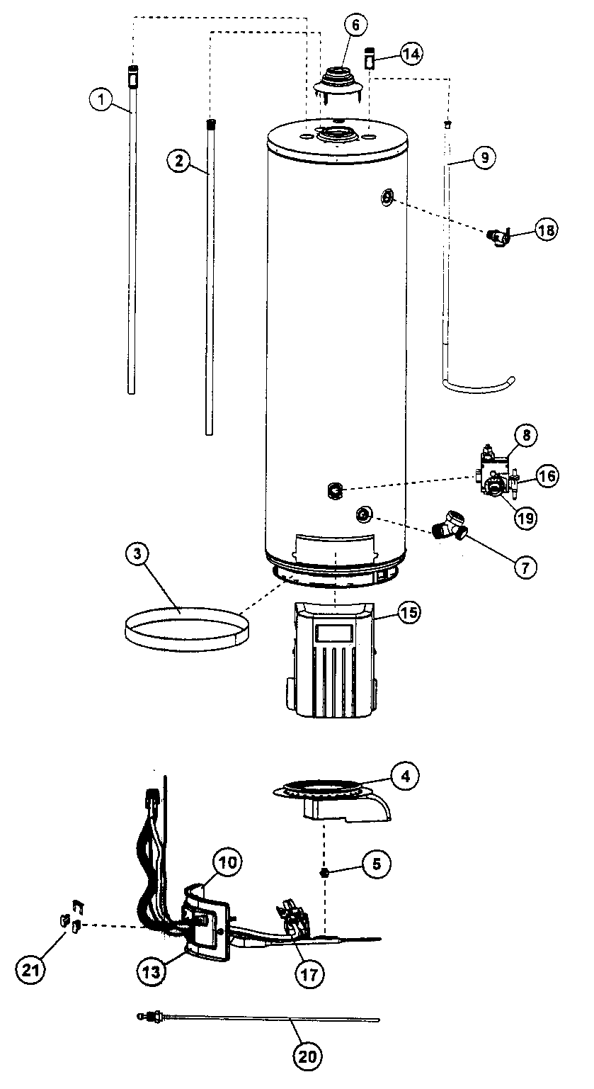Page - 32 Official Kenmore 153331472 gas water heater parts | Sears  PartsDirect, image size:839x1537