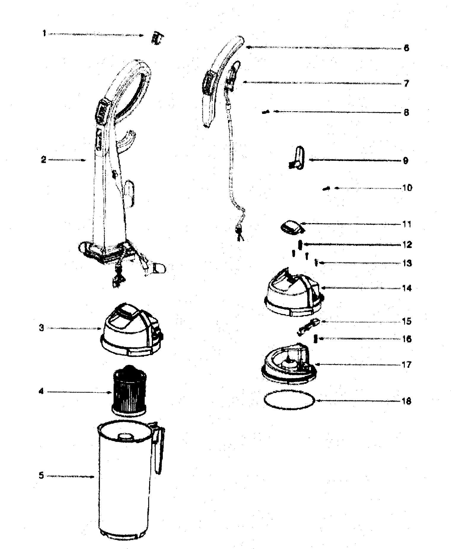 Handle/dust cup