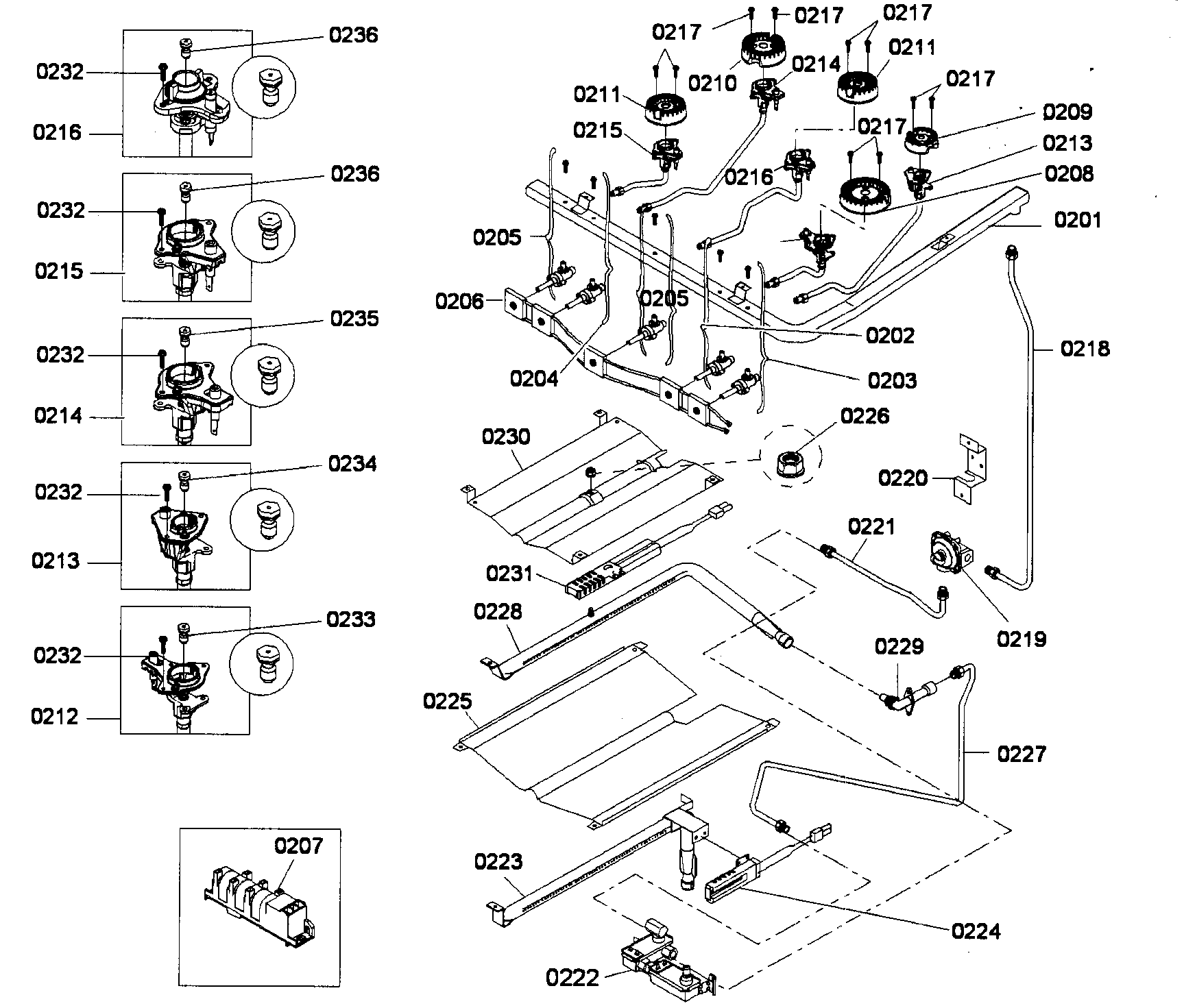 Burners assy