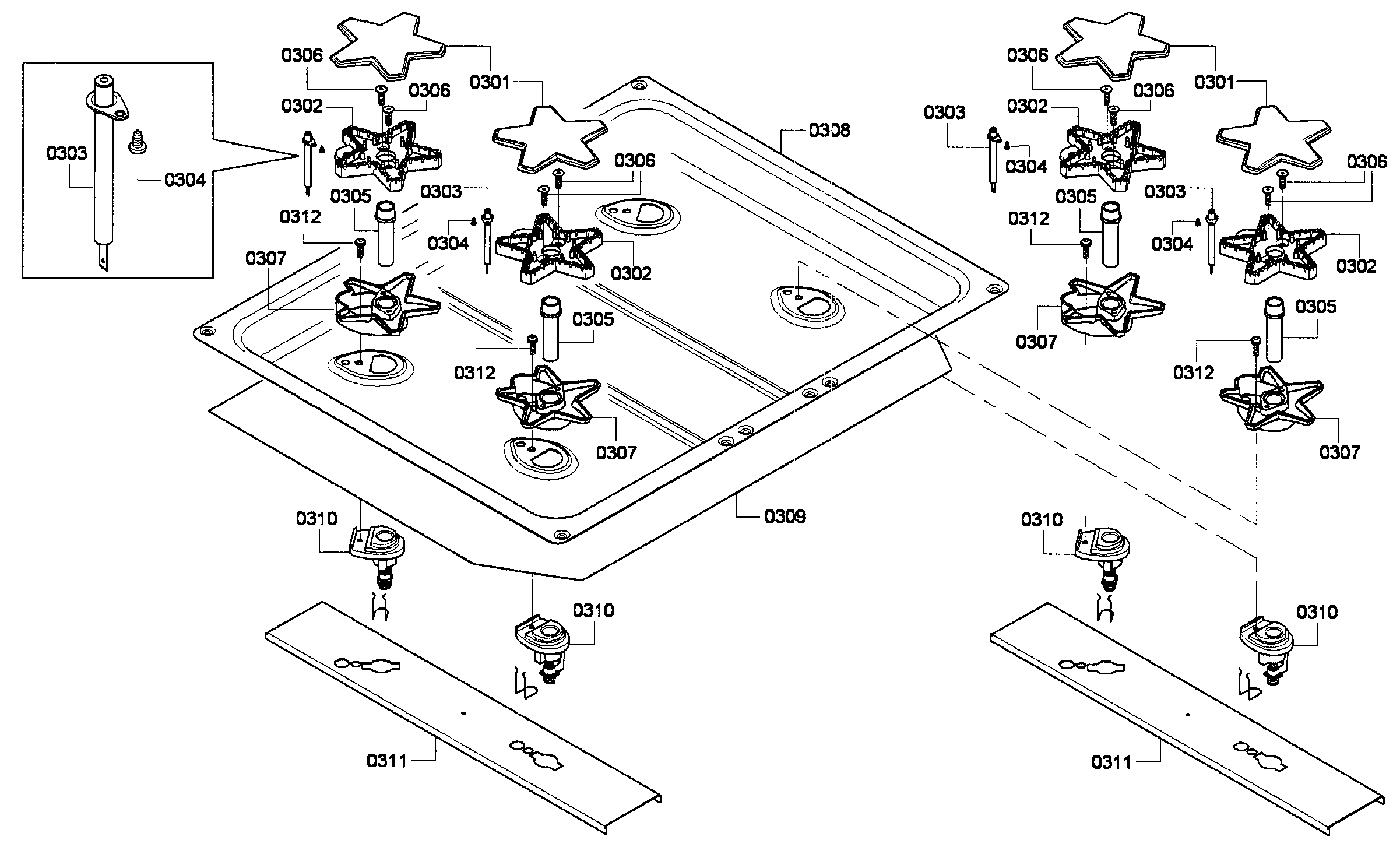 Burners assy