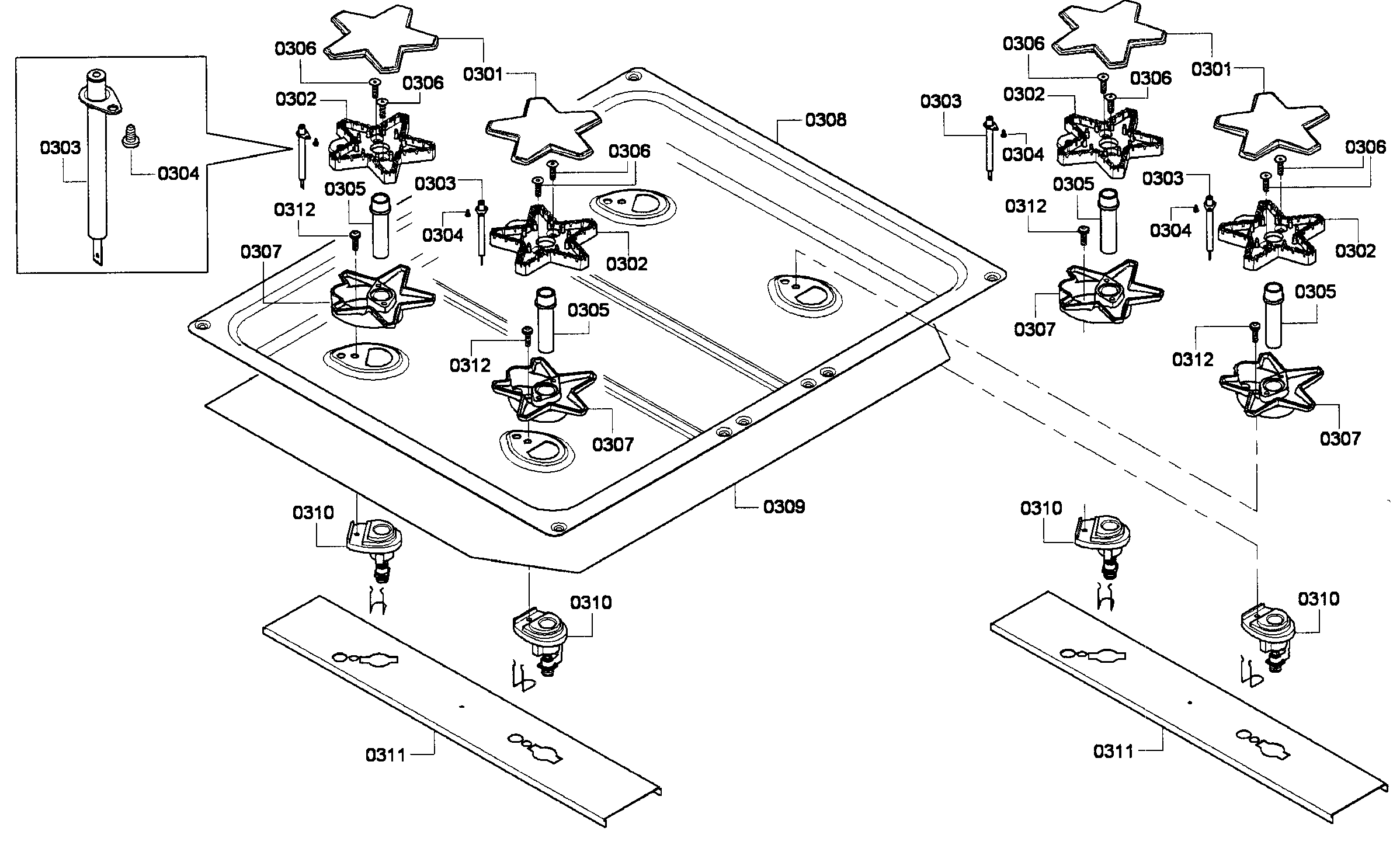 Burners assy