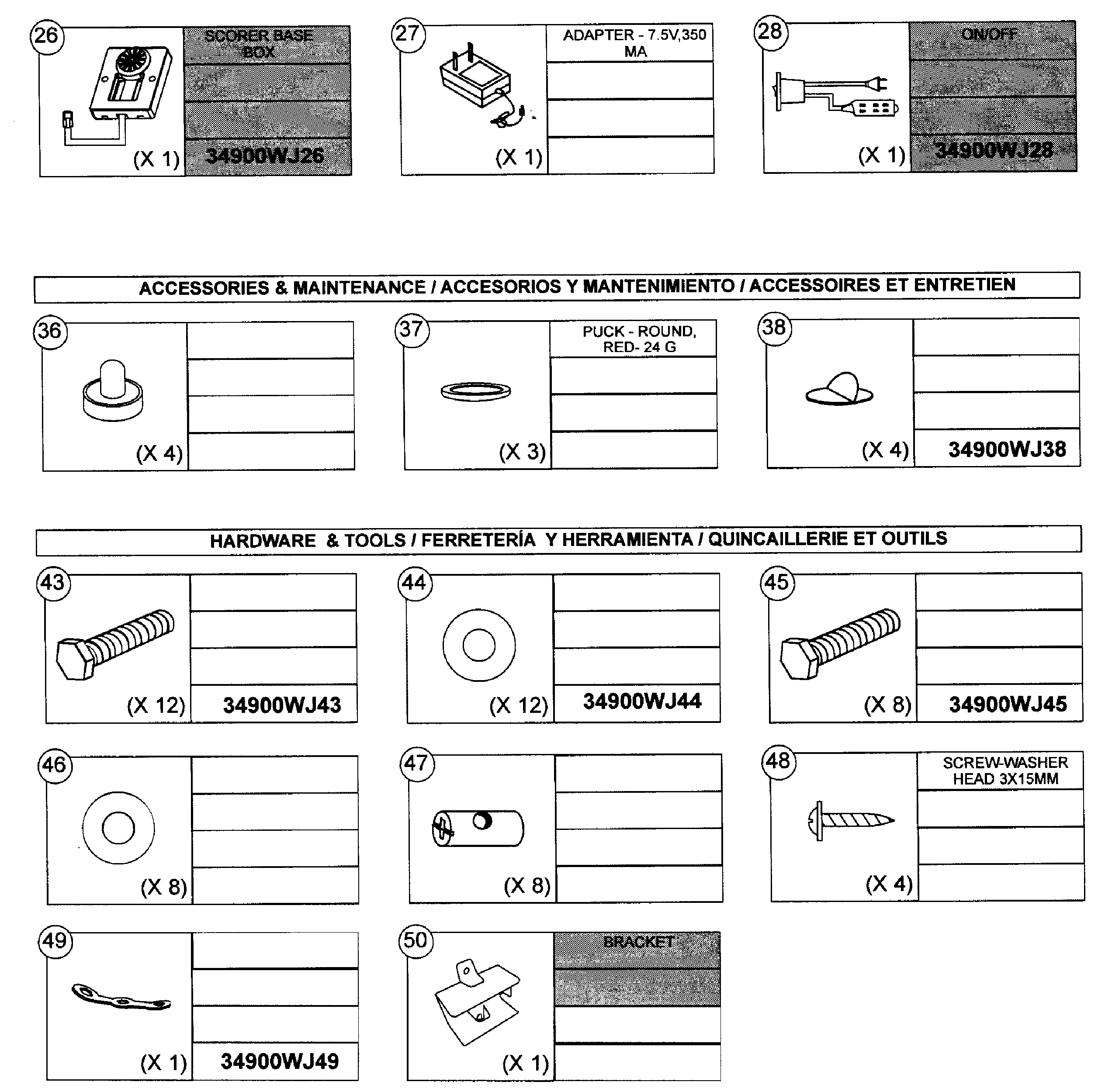 Parts list 3