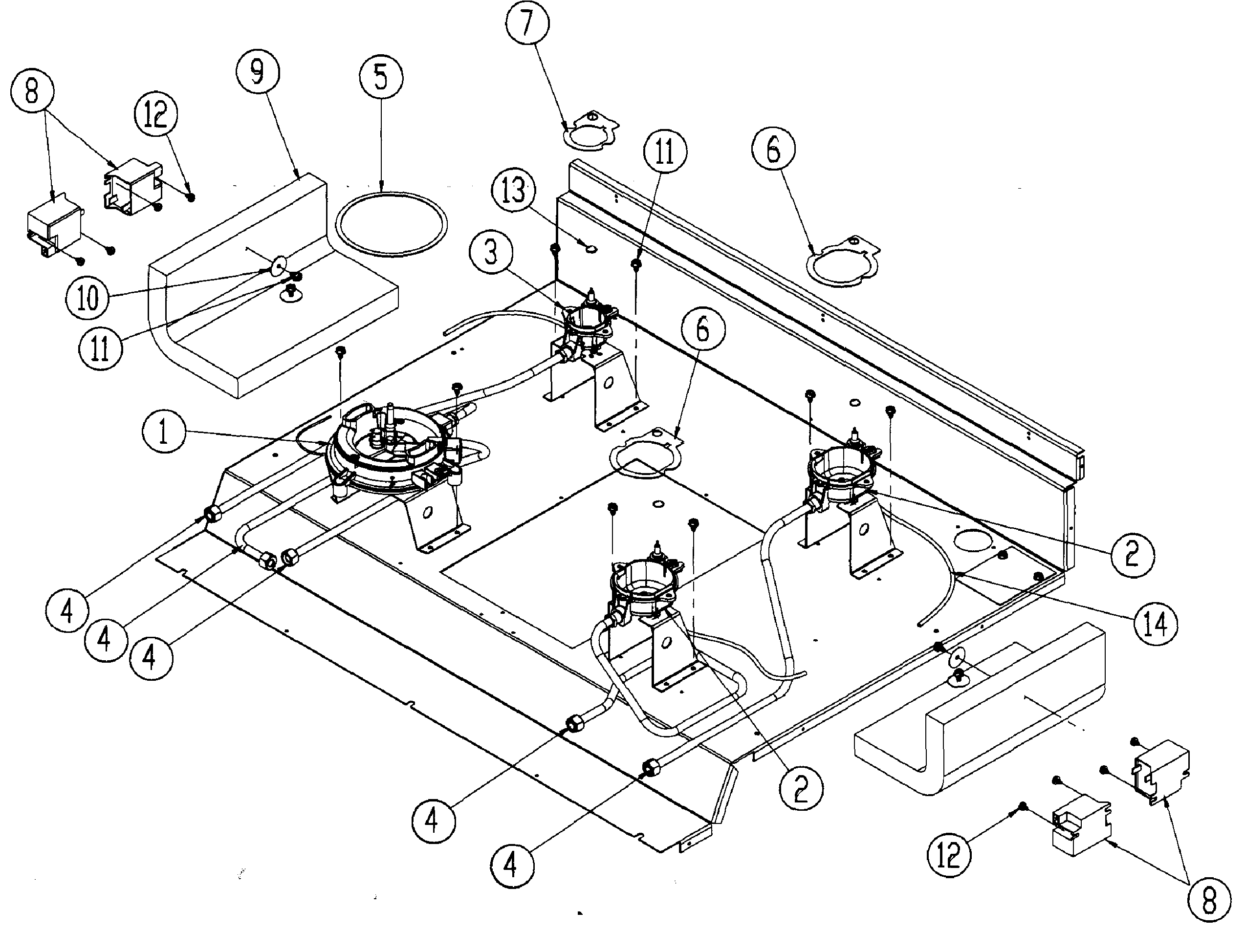 Lower cooktop