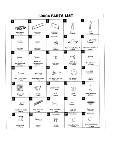 Parts list