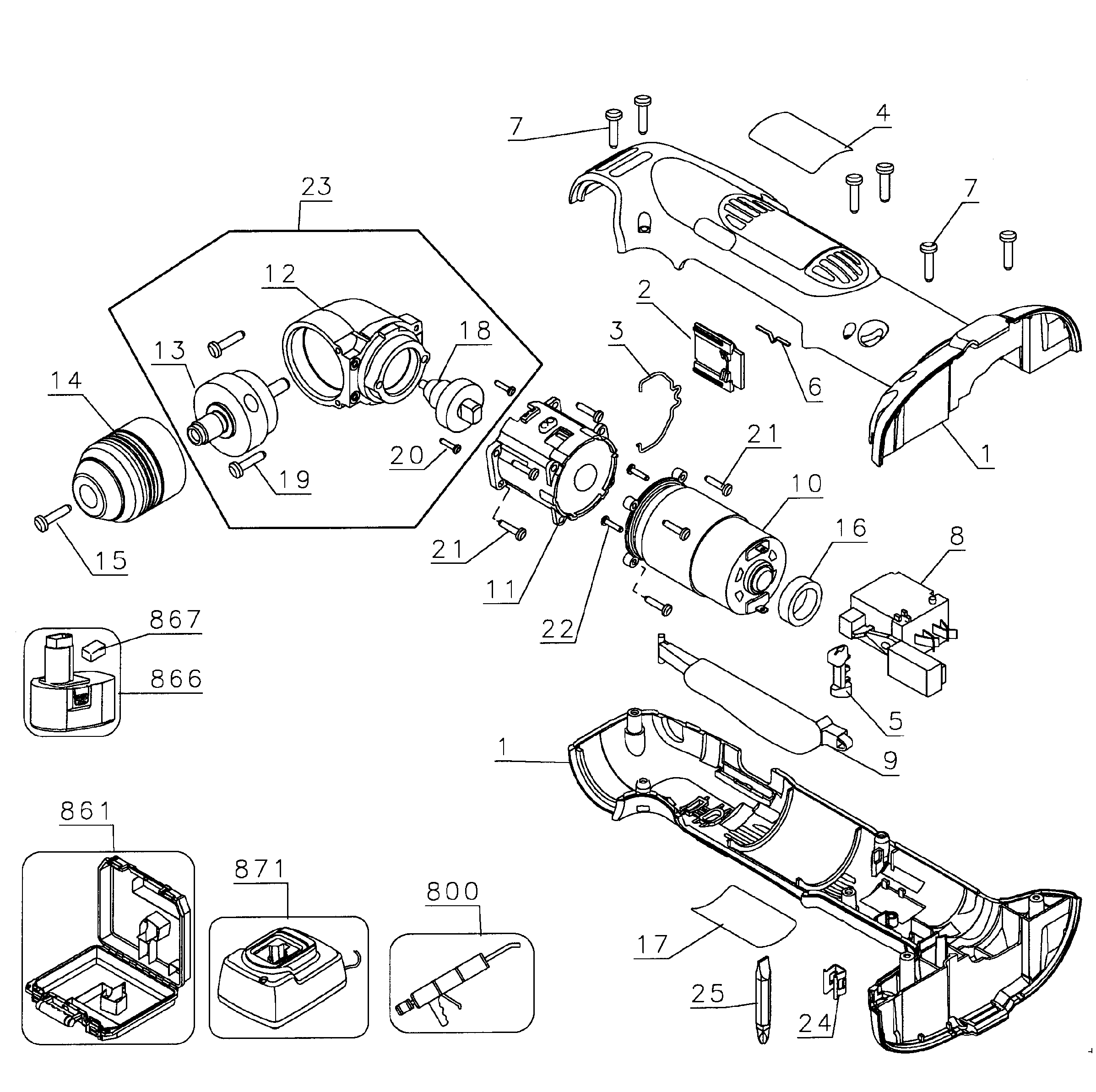 Drill cordless