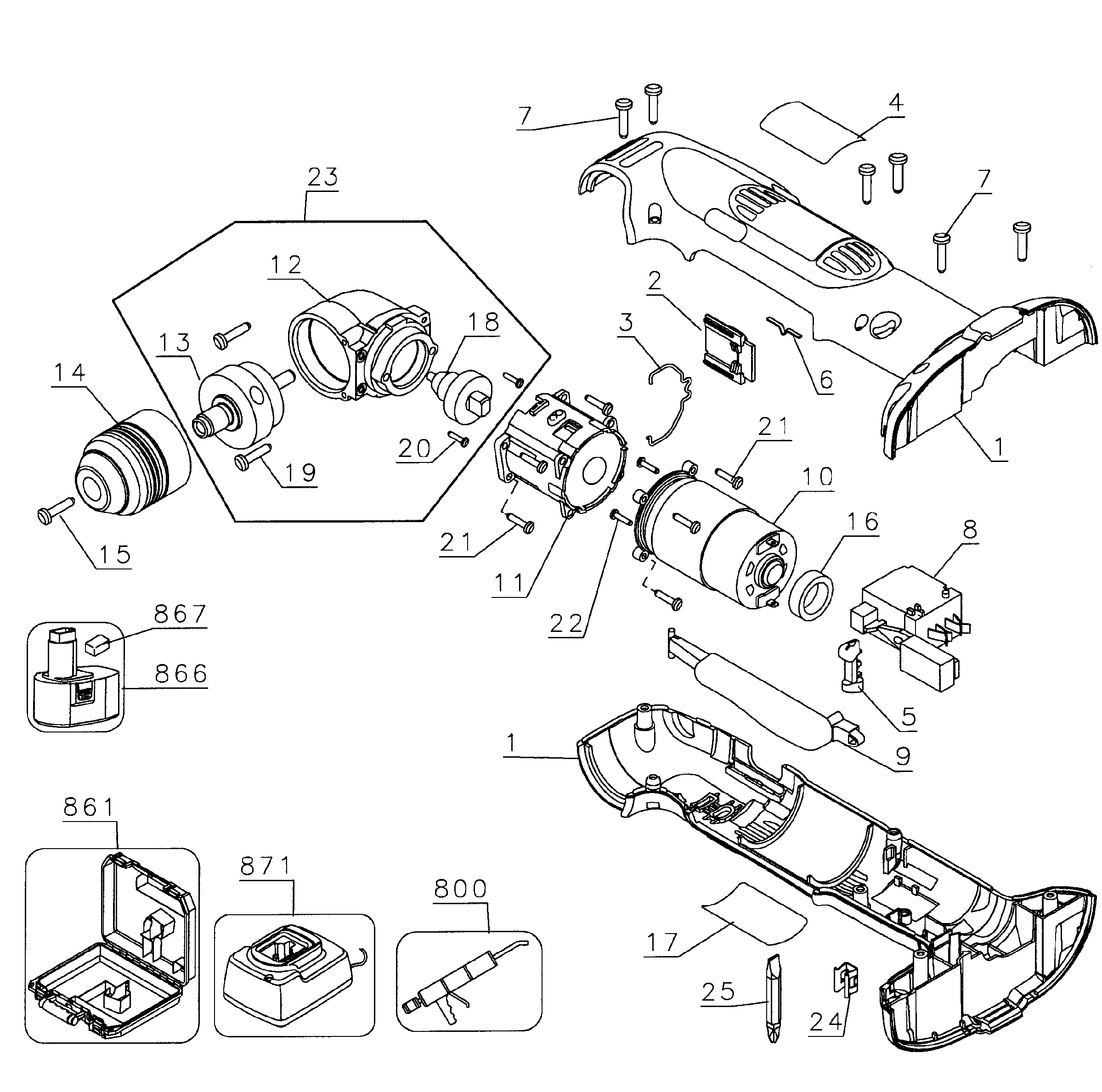 Drill cordless