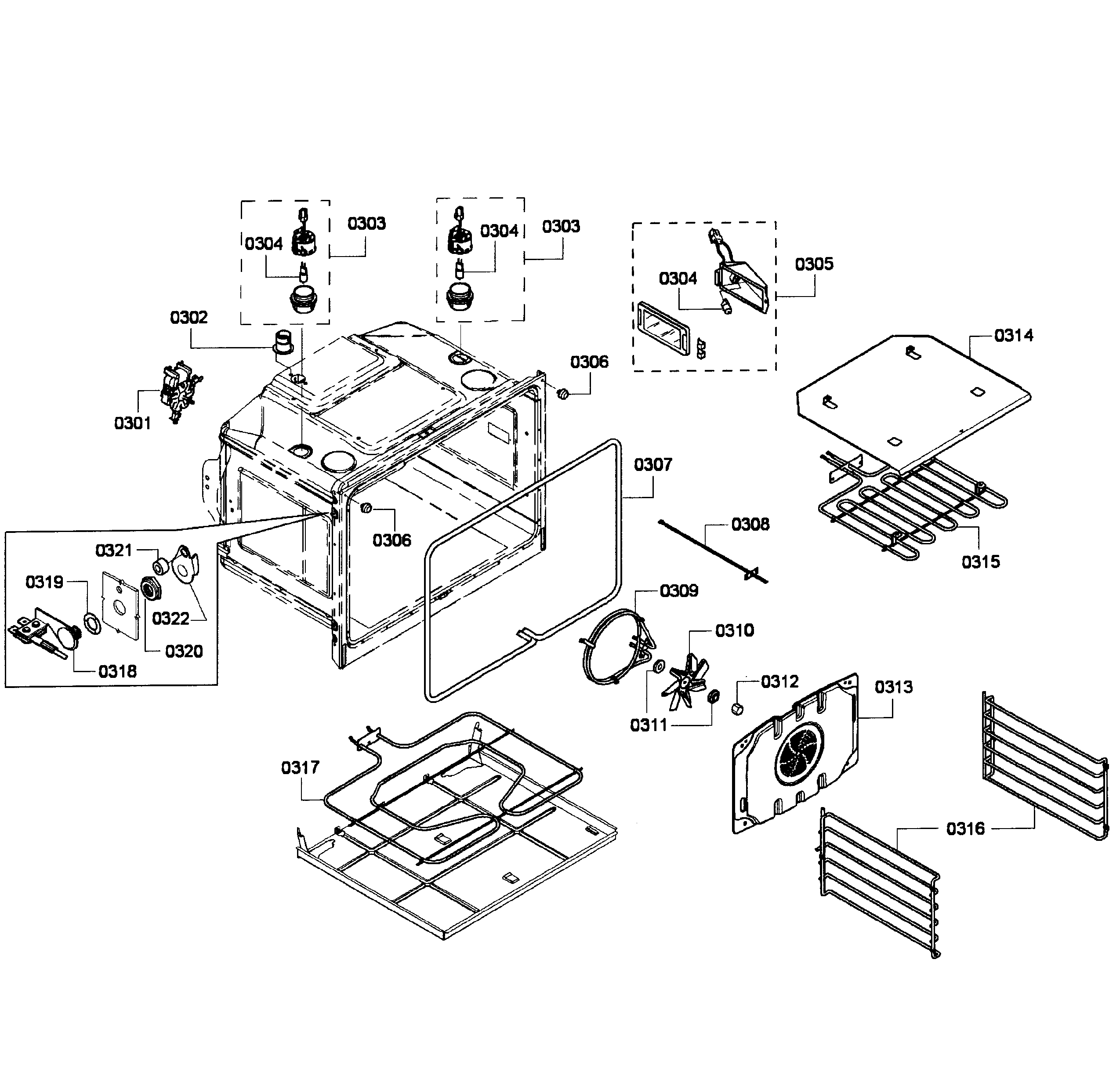 Upper oven assy