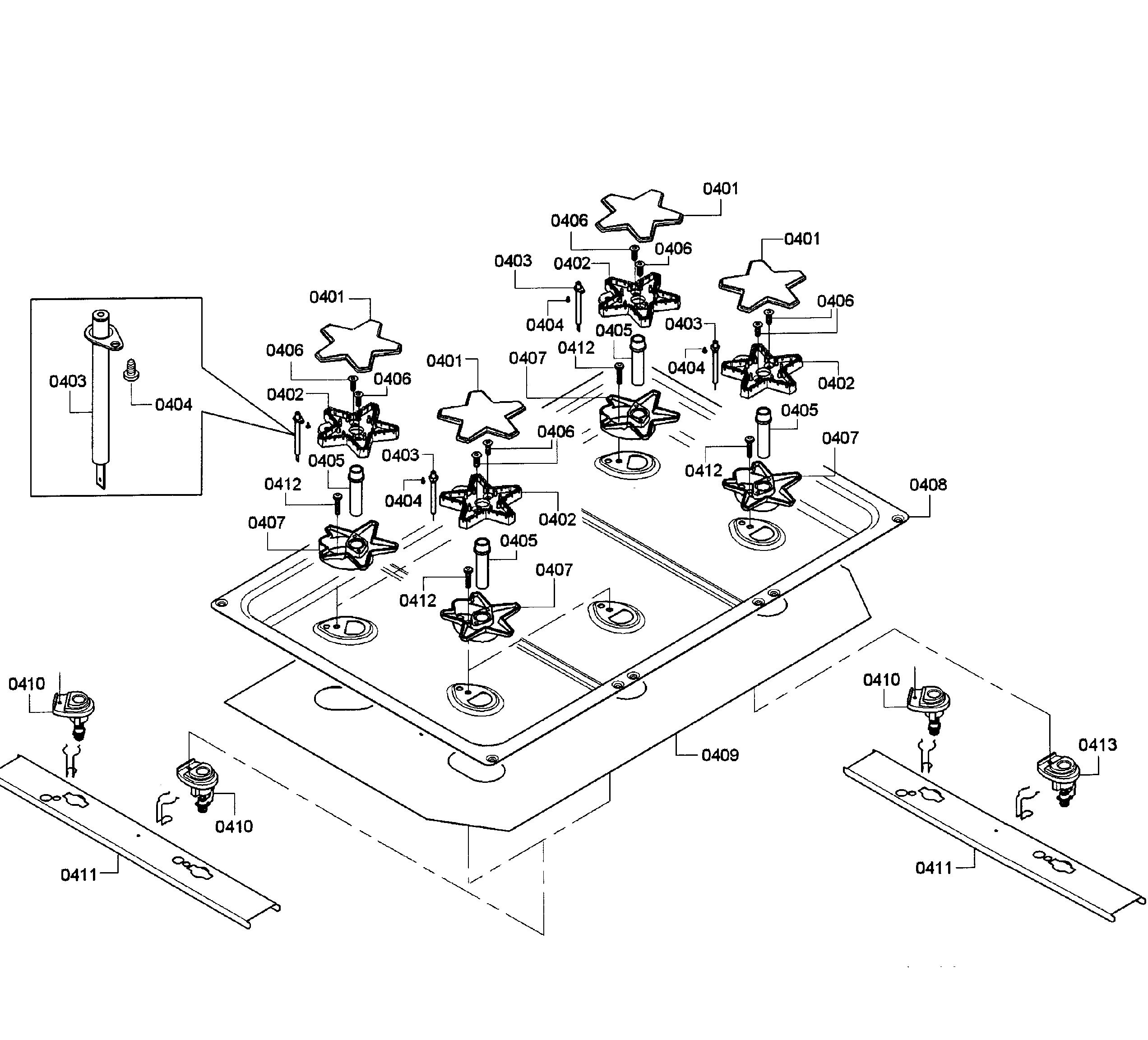 Burners assy
