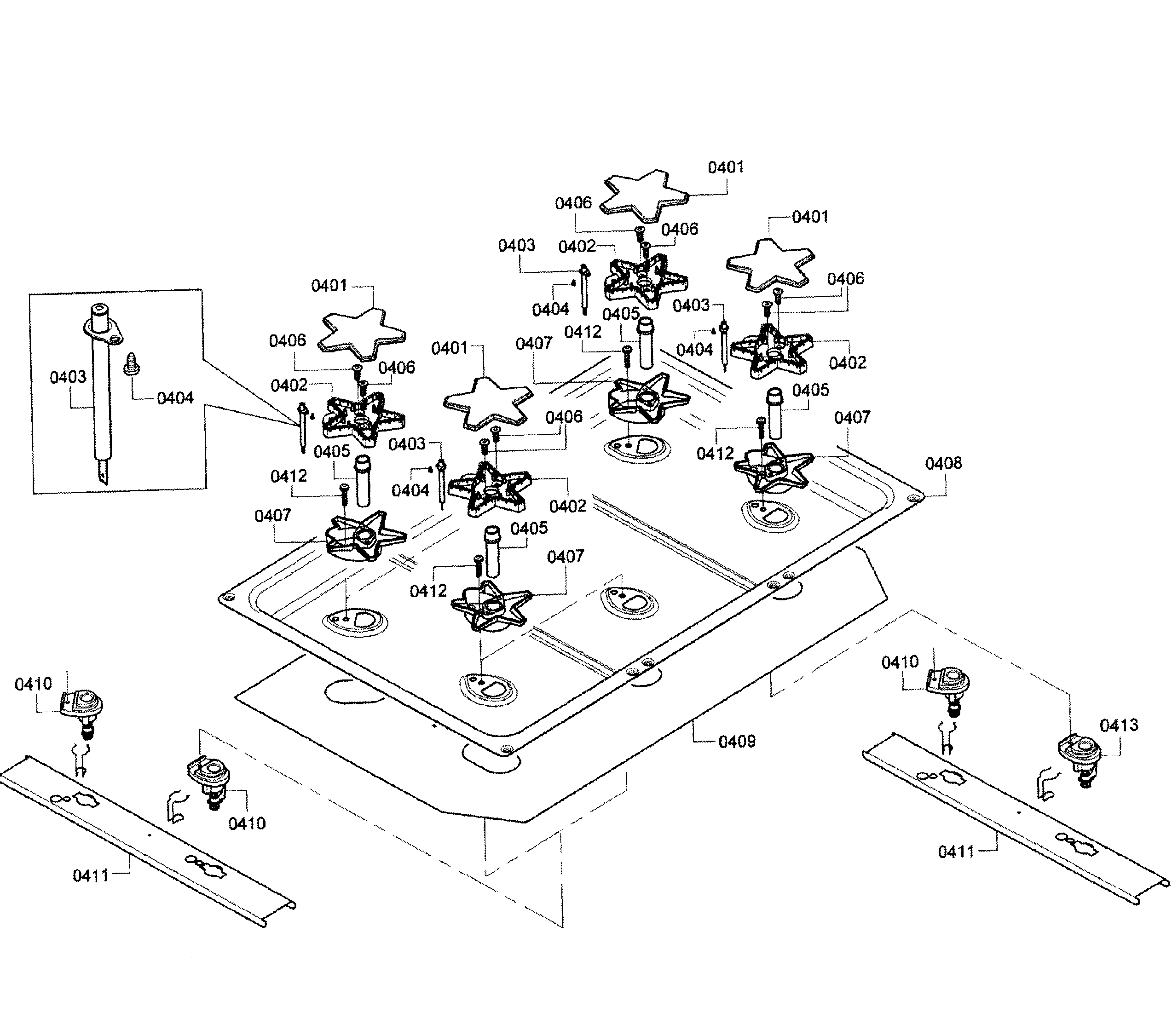 Burners assy