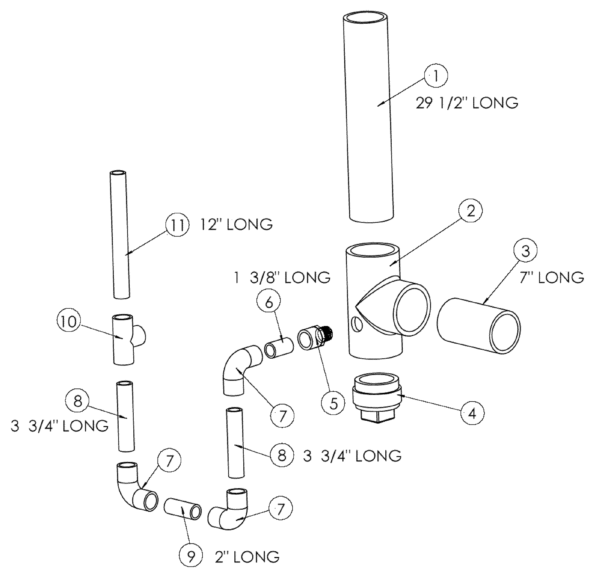 Exhaust tee/trap assy