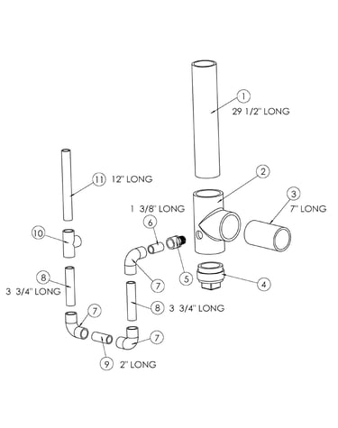 Exhaust tee/trap assy