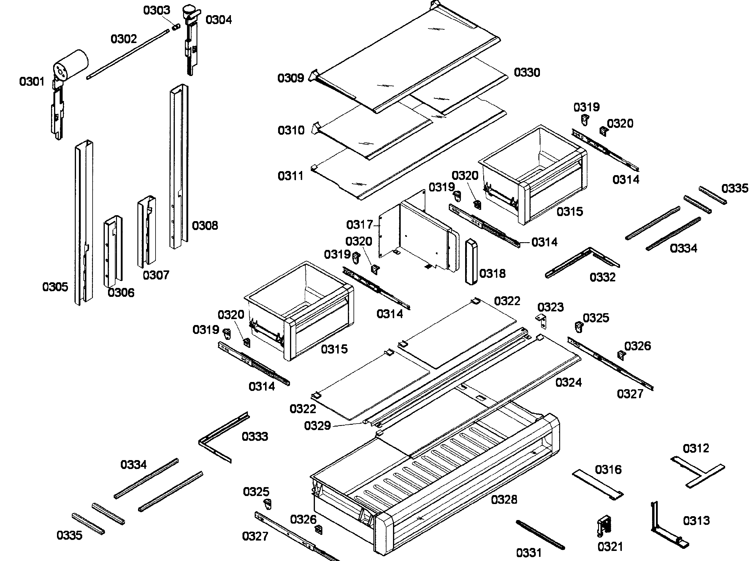Shelf & drawer assy