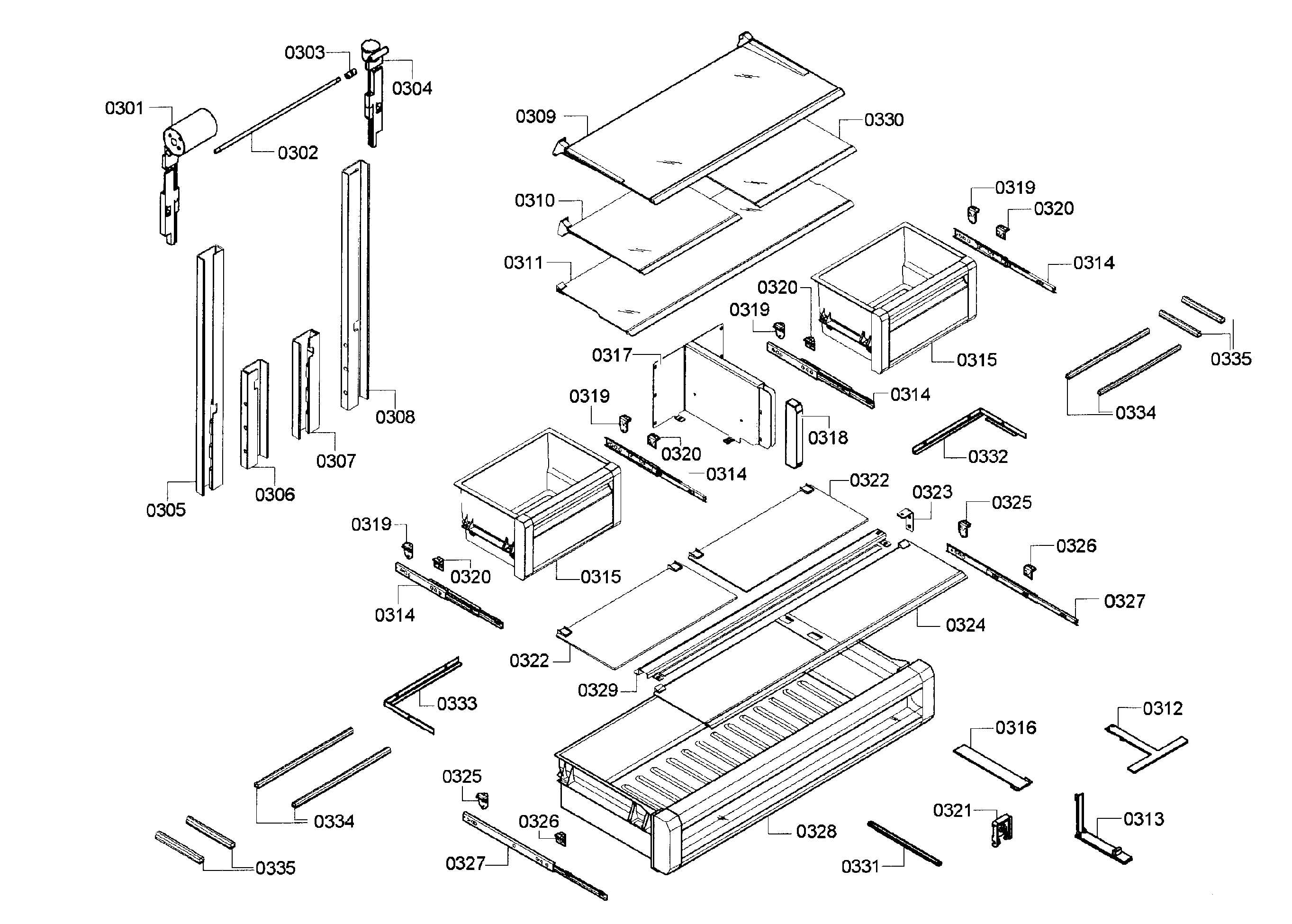 Shelf/drawer assy