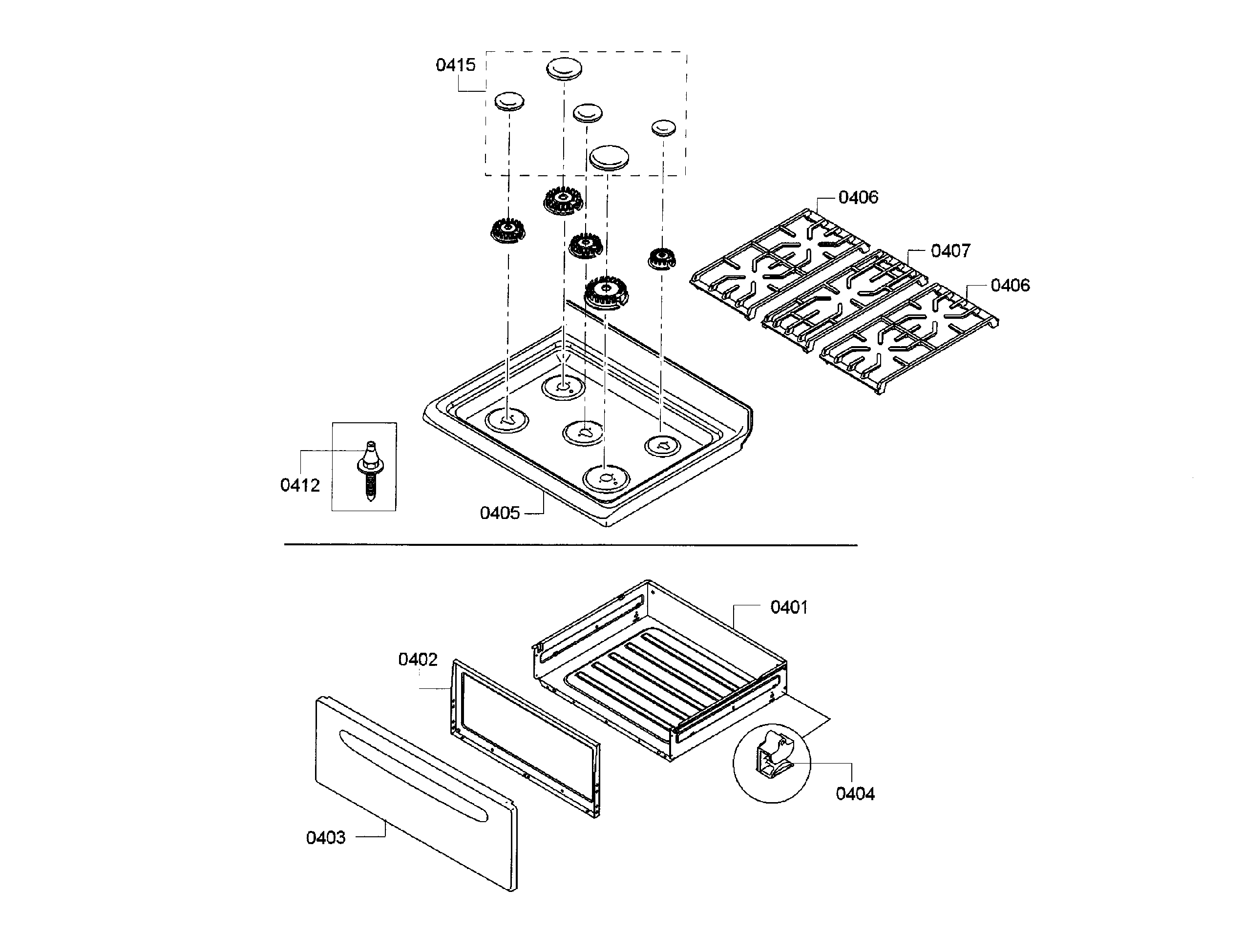 Burner & drawer assy