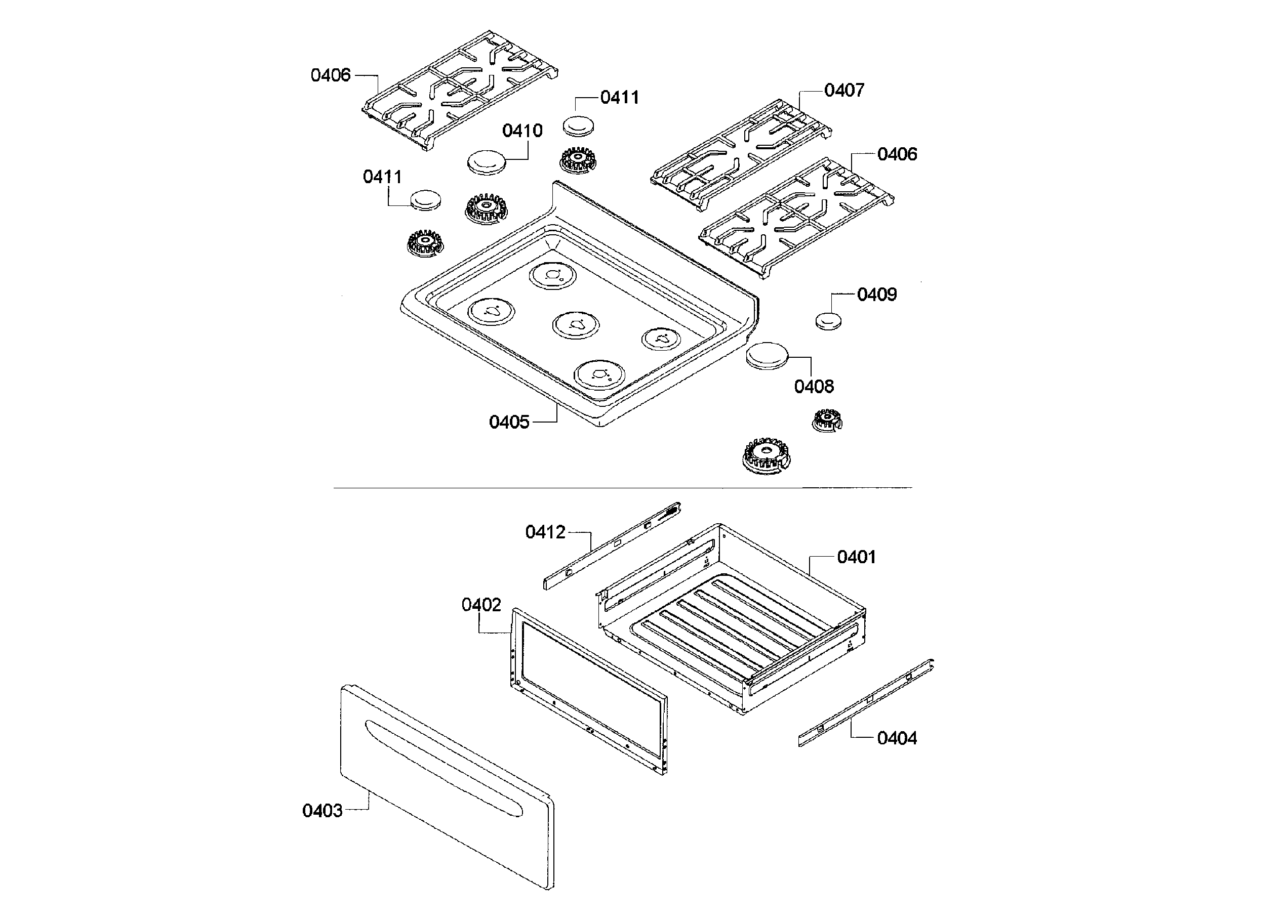 Burner & drawer assy