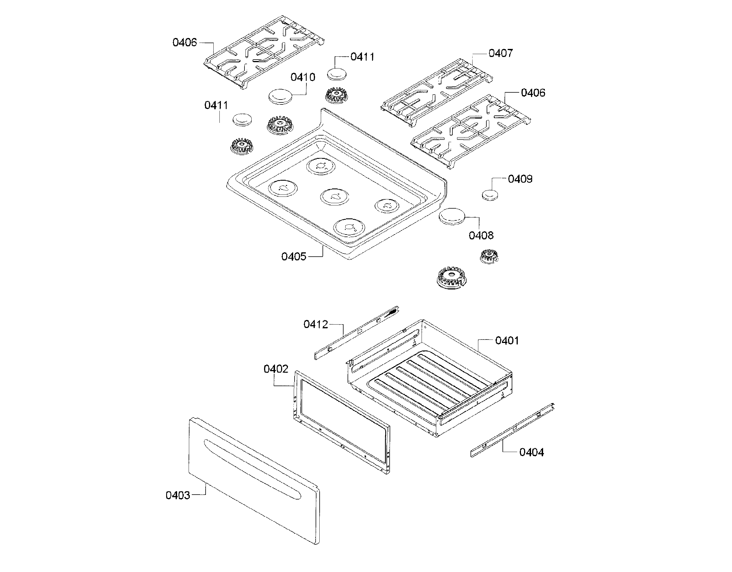 BURNER & DRAWER ASSY