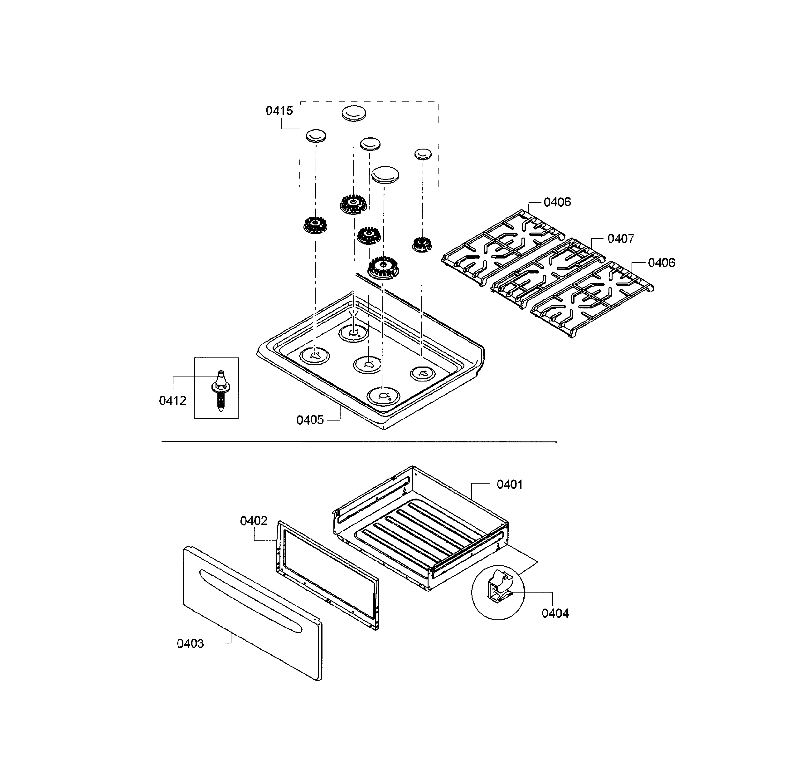 Cooktop & drawer