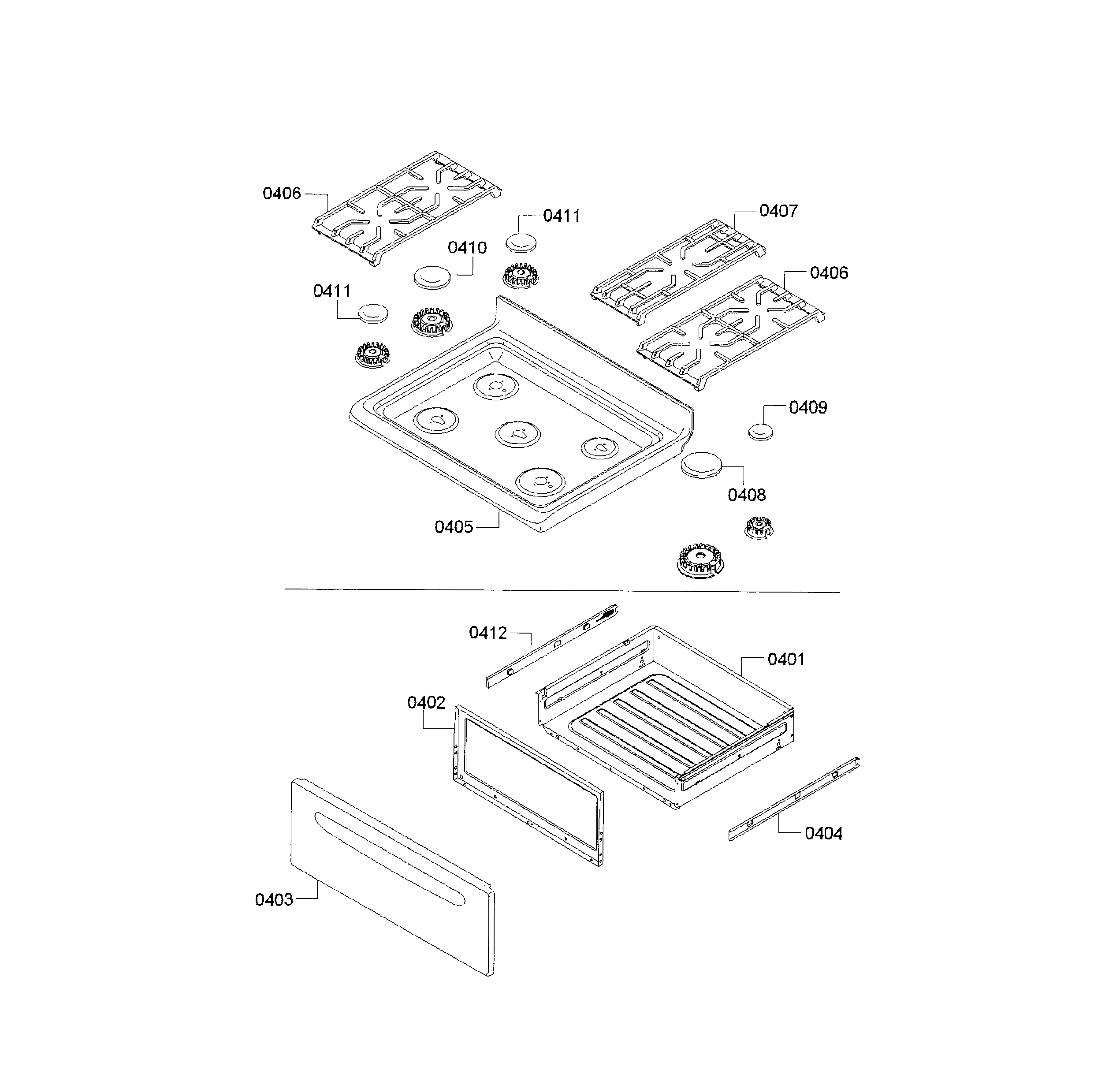 Cooktop & drawer