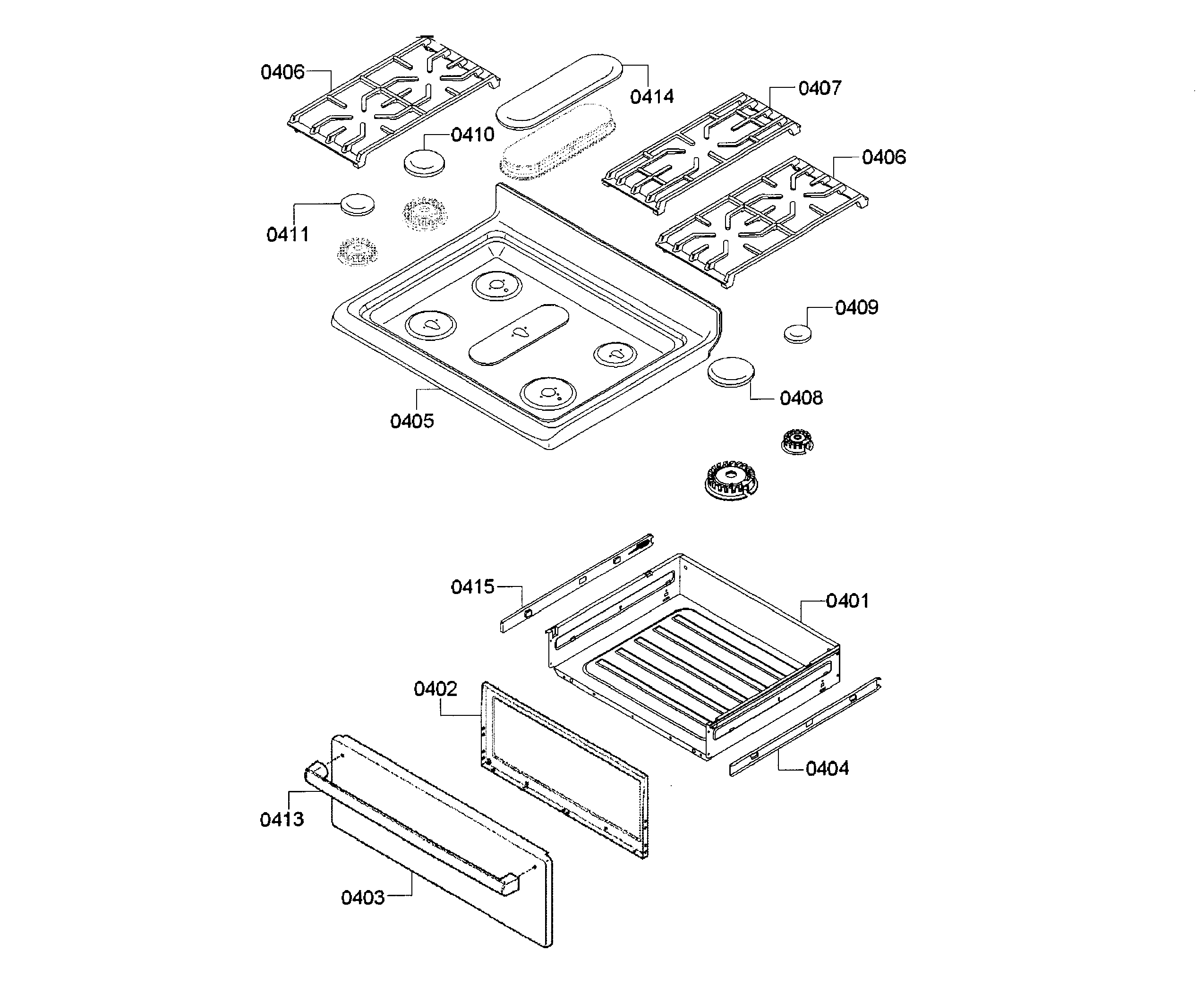 Cooktop & drawer