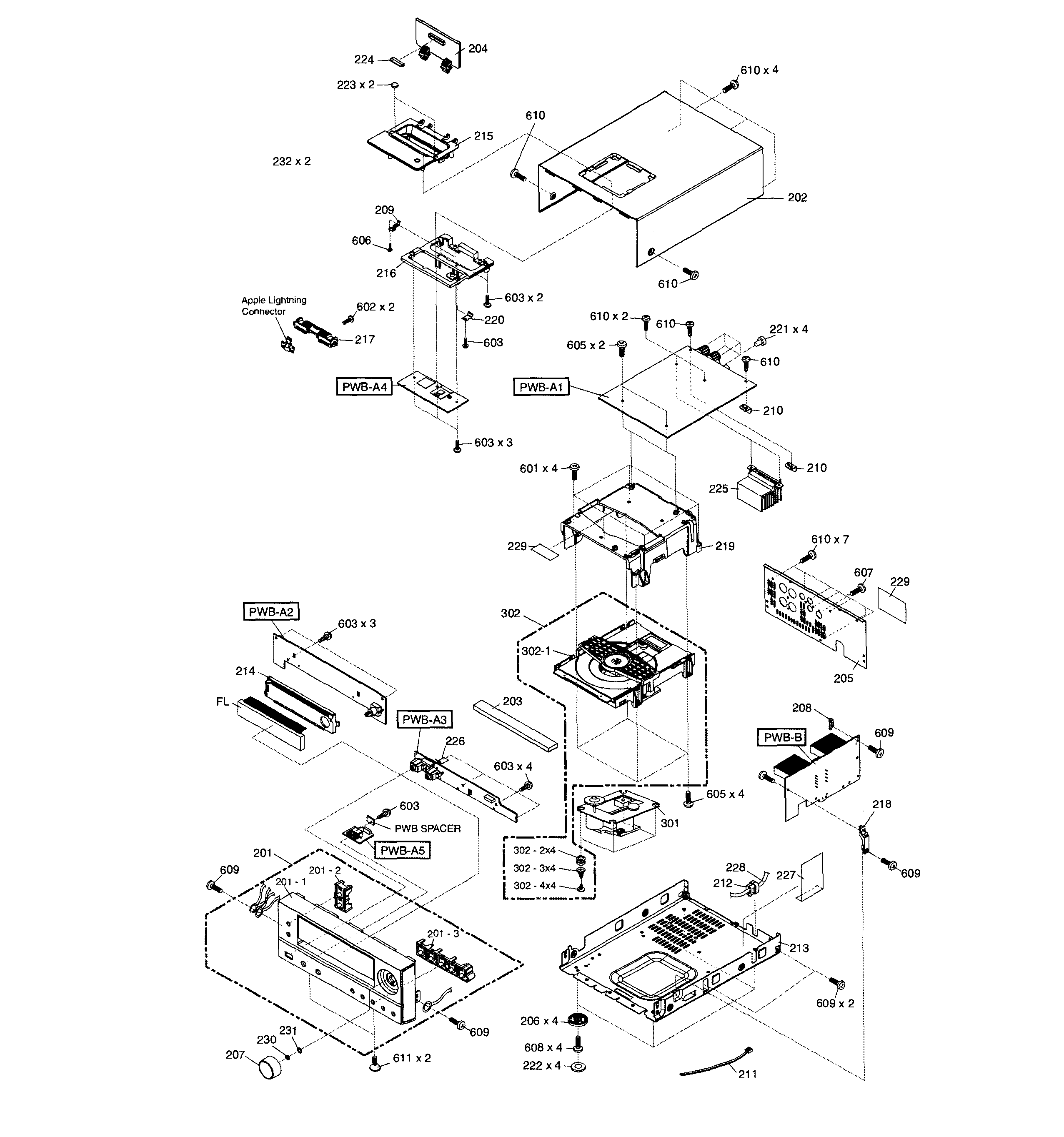 CABINET/CD MECHANISM PARTS