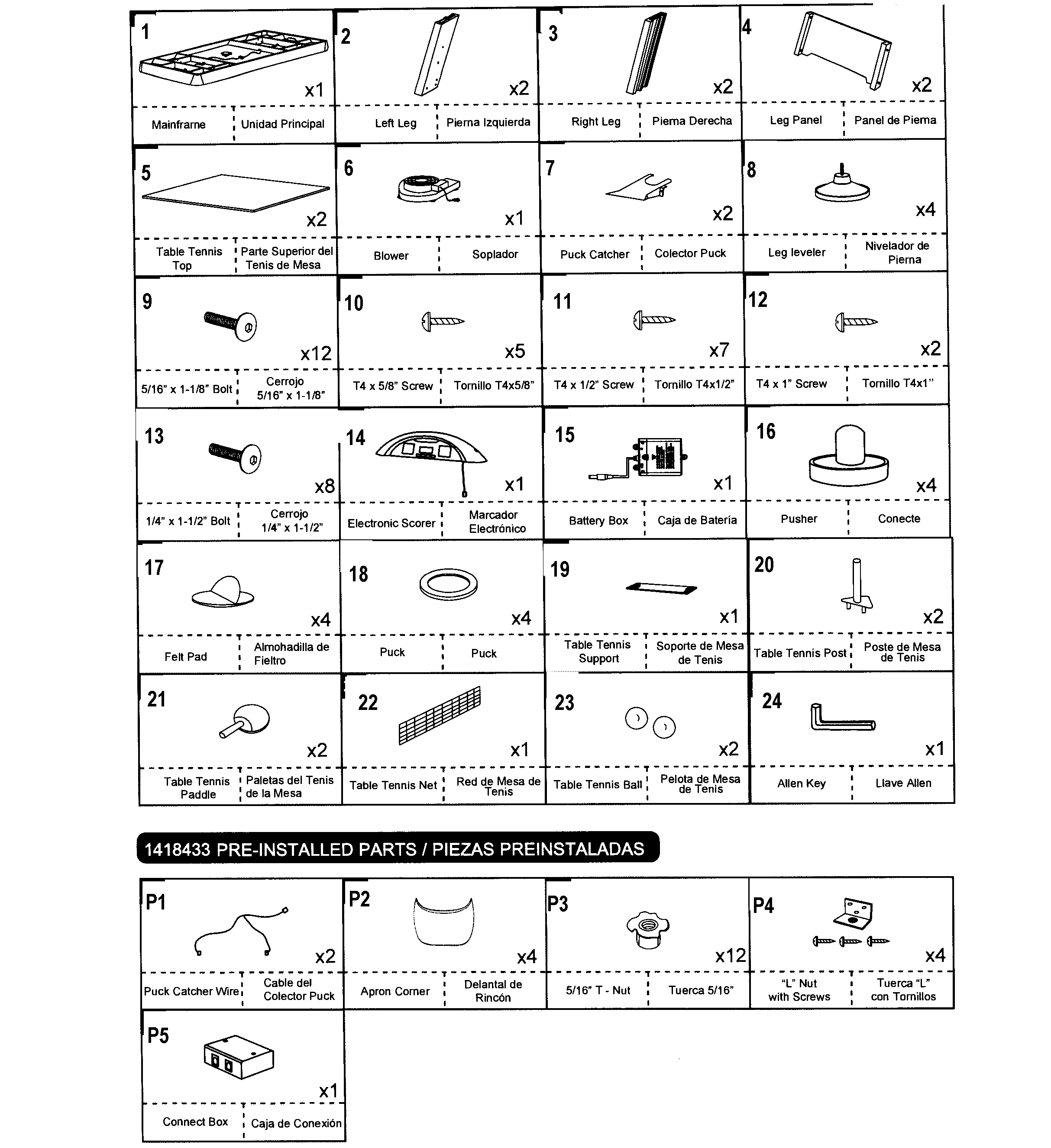Parts list