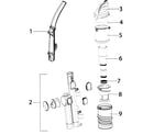 Eureka AS2030A handle & dust cup diagram