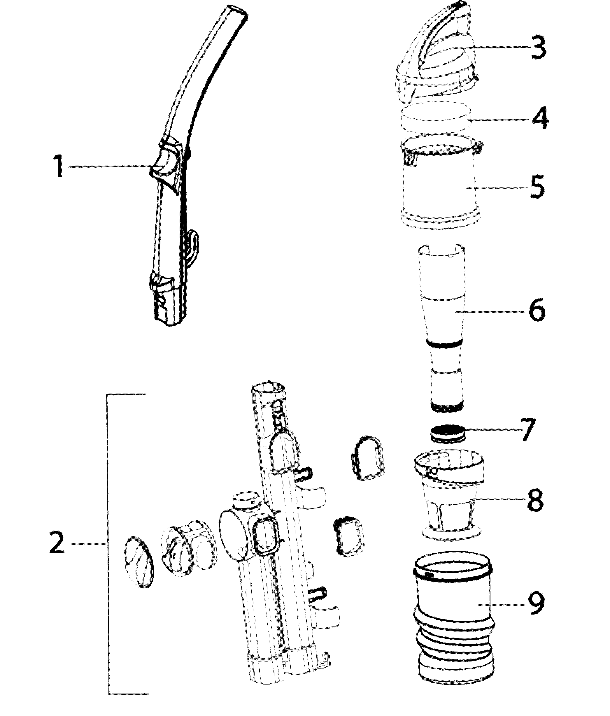 Handle & dust cup