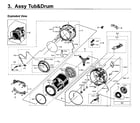Samsung WF50K7500AV/A2-11 tub & drum diagram