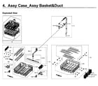 Samsung DW80J7550UG/AA-02 basket & duct diagram